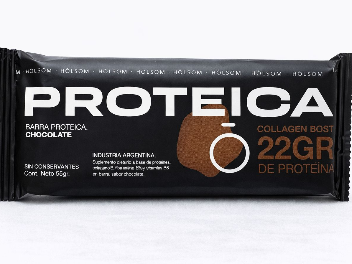 Barra Proteica de chocolate con 22 gr de proteina  Holsom 55 gr