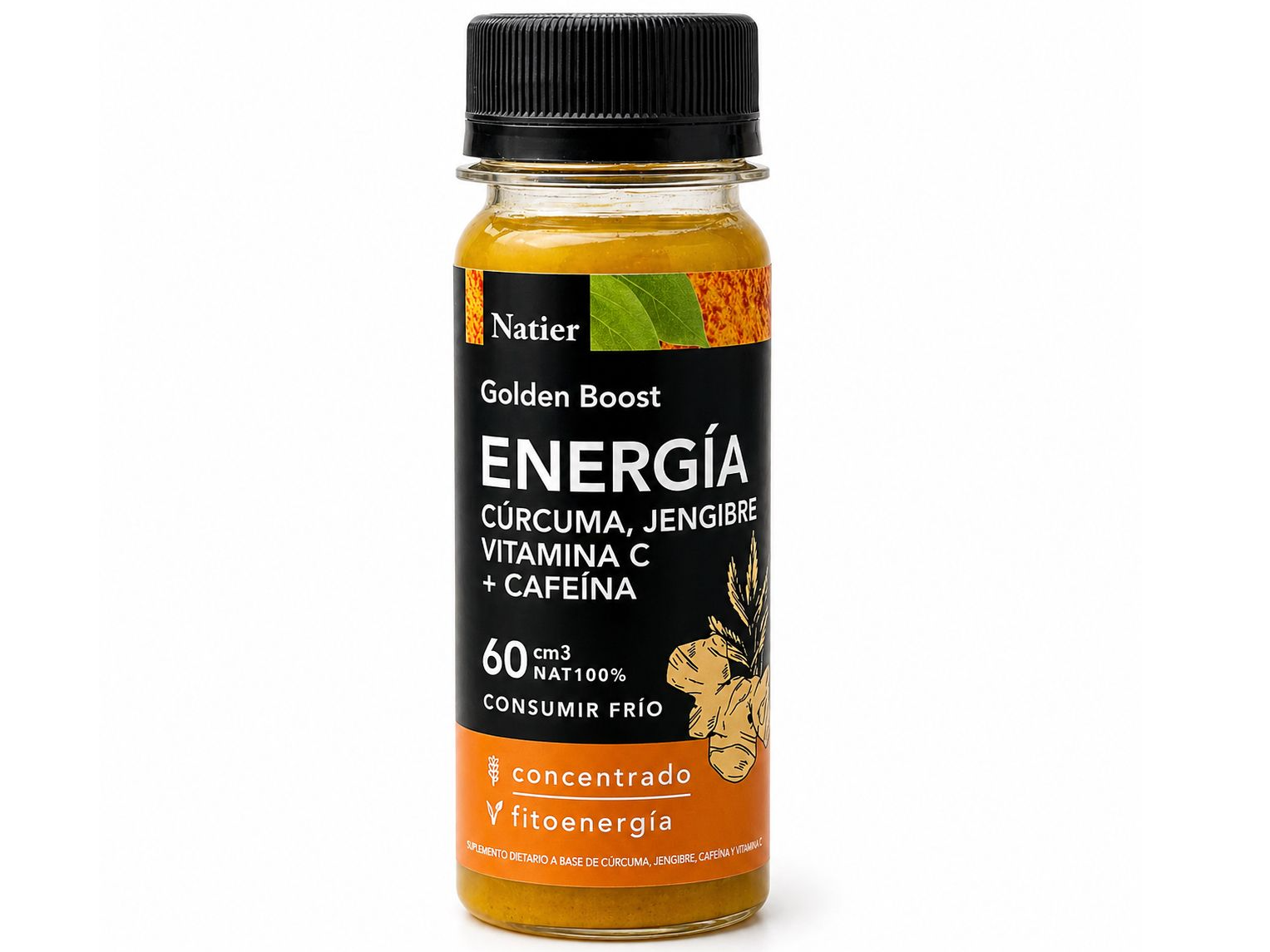 Shot energia Curcuma, Jengibre, Vitamina C y Cafeina Natier 60 cm3