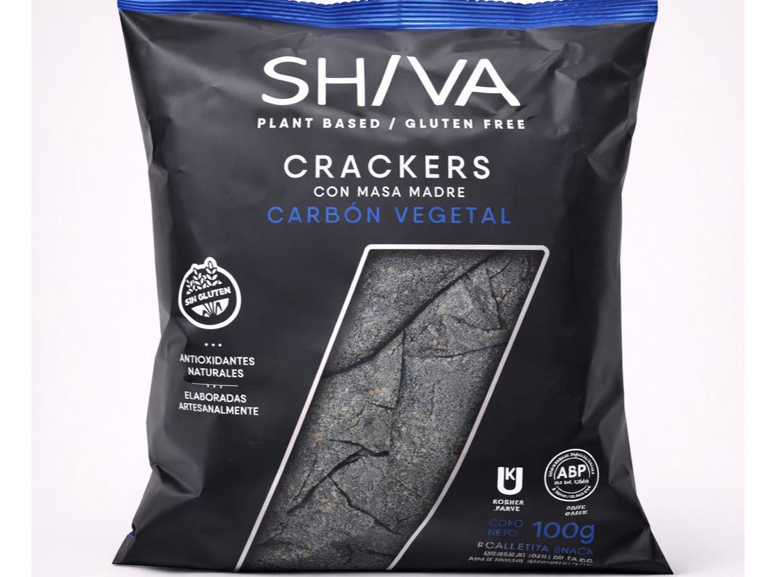 Crackers  carbon vegetal sin gluten, veganas Shiva 100 gr