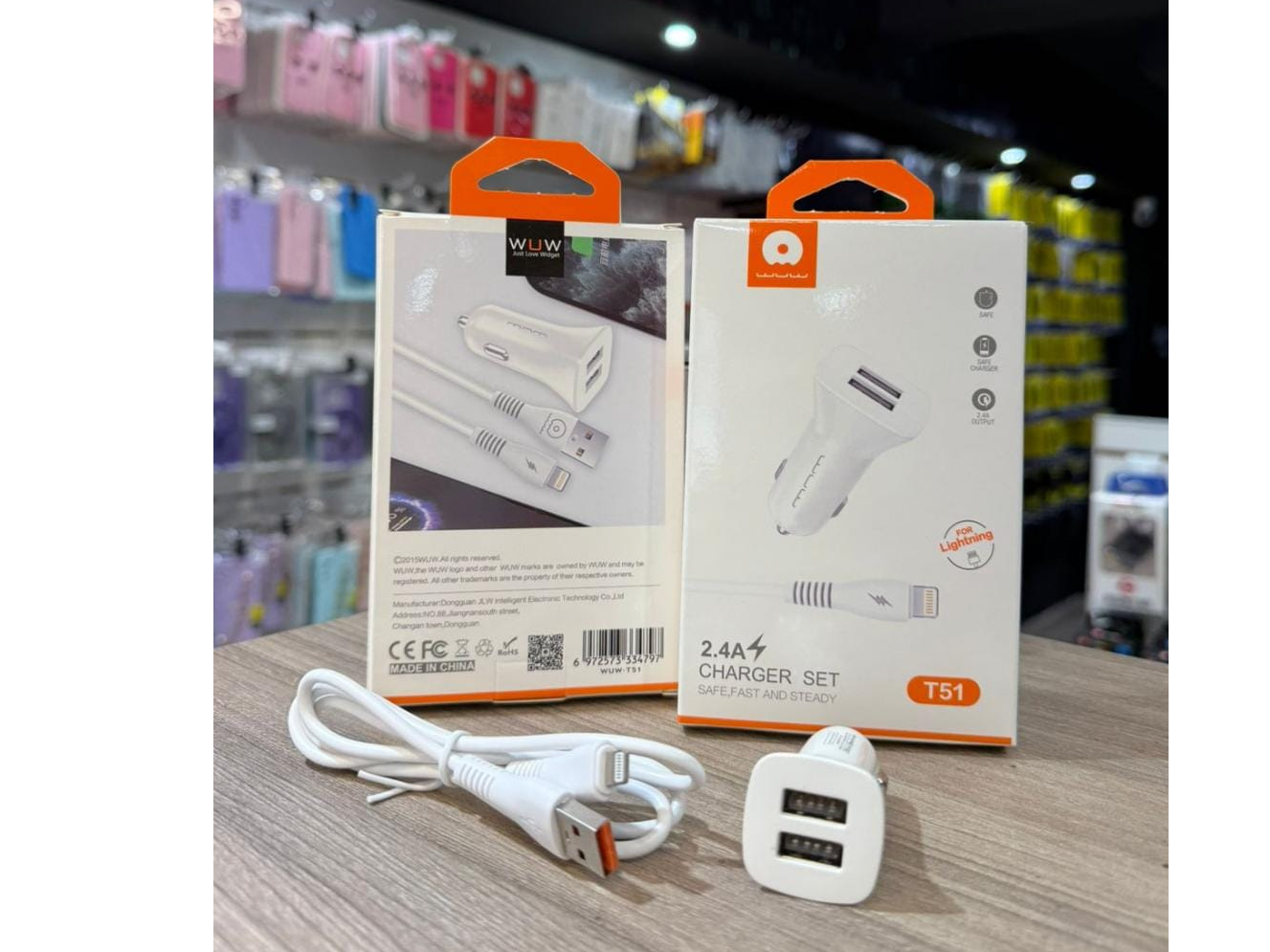 CARGADOR AUTO WUW | T51 | CON CABLE TIPO C