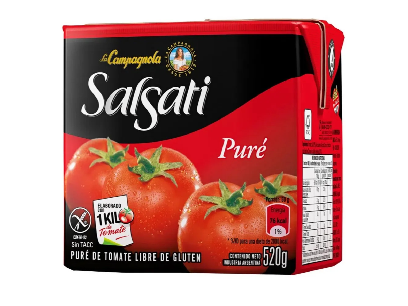 Pure de Tomate LA CAMPAGNOLA x 520g.