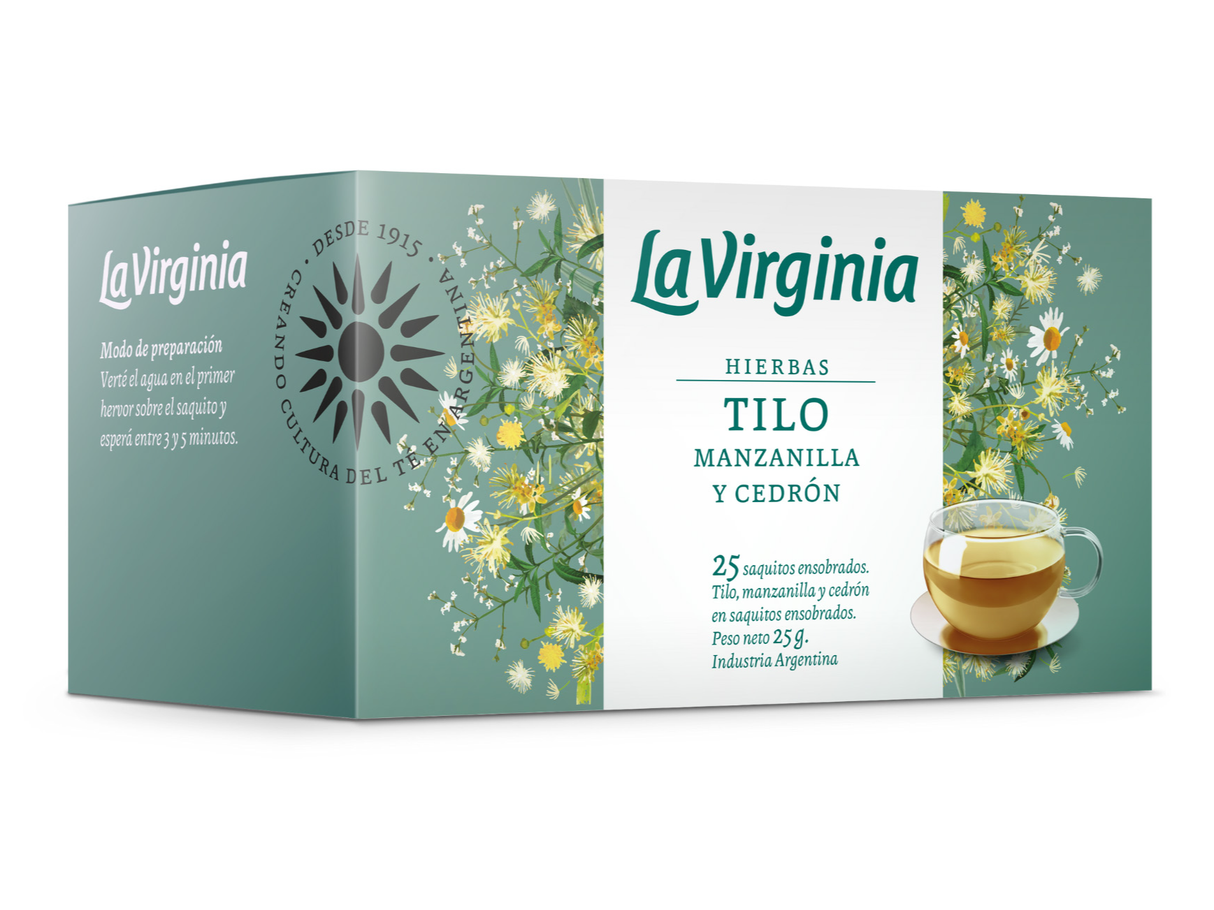 Te TILO MANZANILLA Y CEDRÓN La Virginia x 25 saquitos