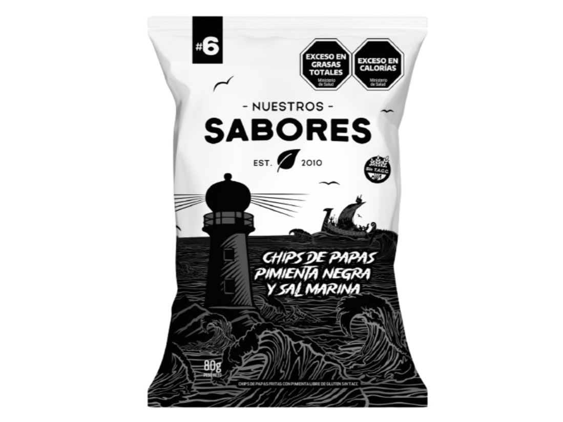 Chips de Papas Pimienta Negra y Sal Marina x 80g