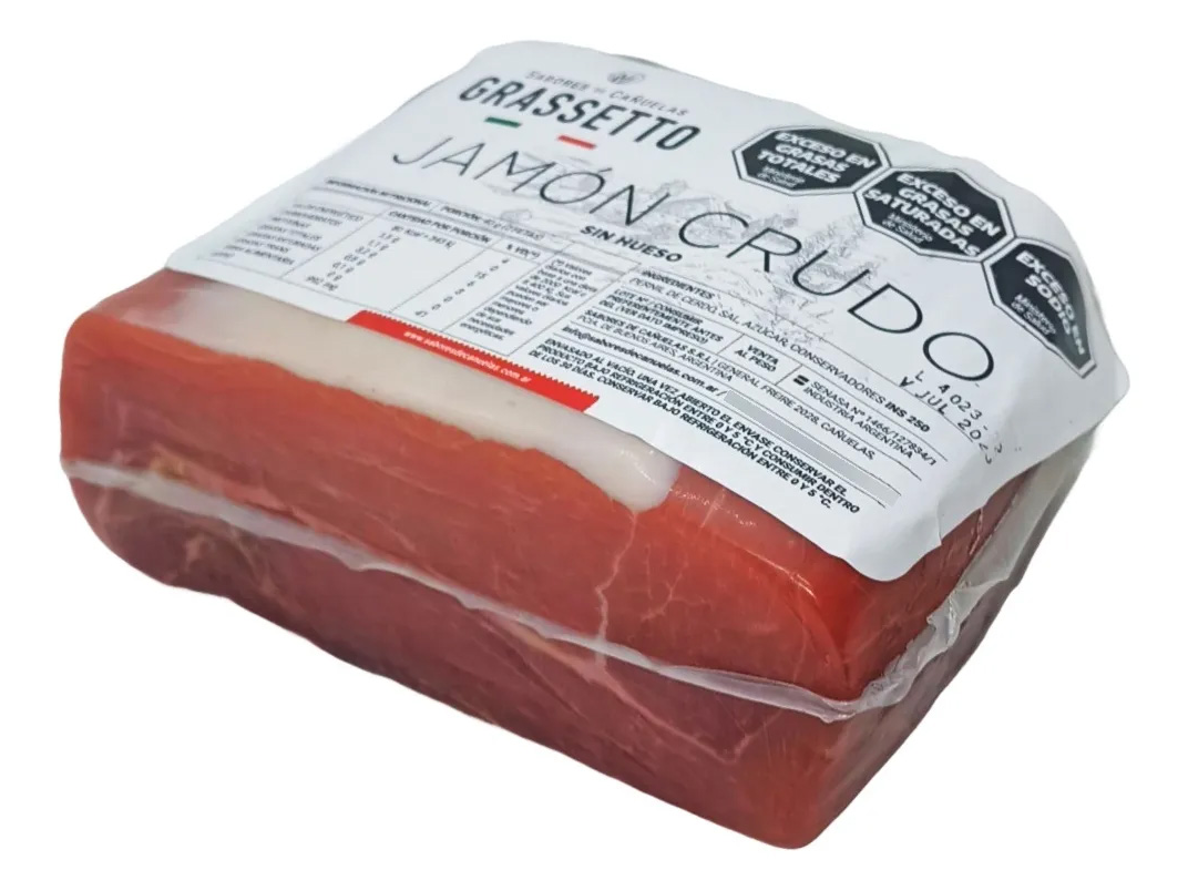 Jamón Crudo "Grassetto" Cuadrado x 100g