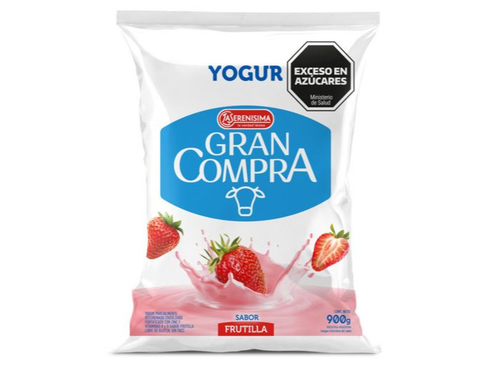 Gran Compra yogur entero Frutilla sachetx 900g