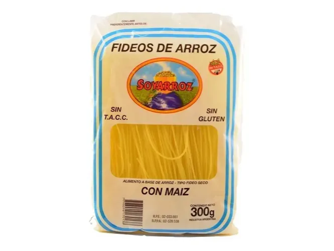 Fideos de Arroz Maiz x 300g Soyarroz
