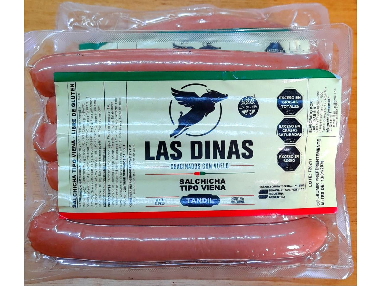 Salchicha Tipo Viena (Ahumada) LAS DINAS paquete x 5 unidades