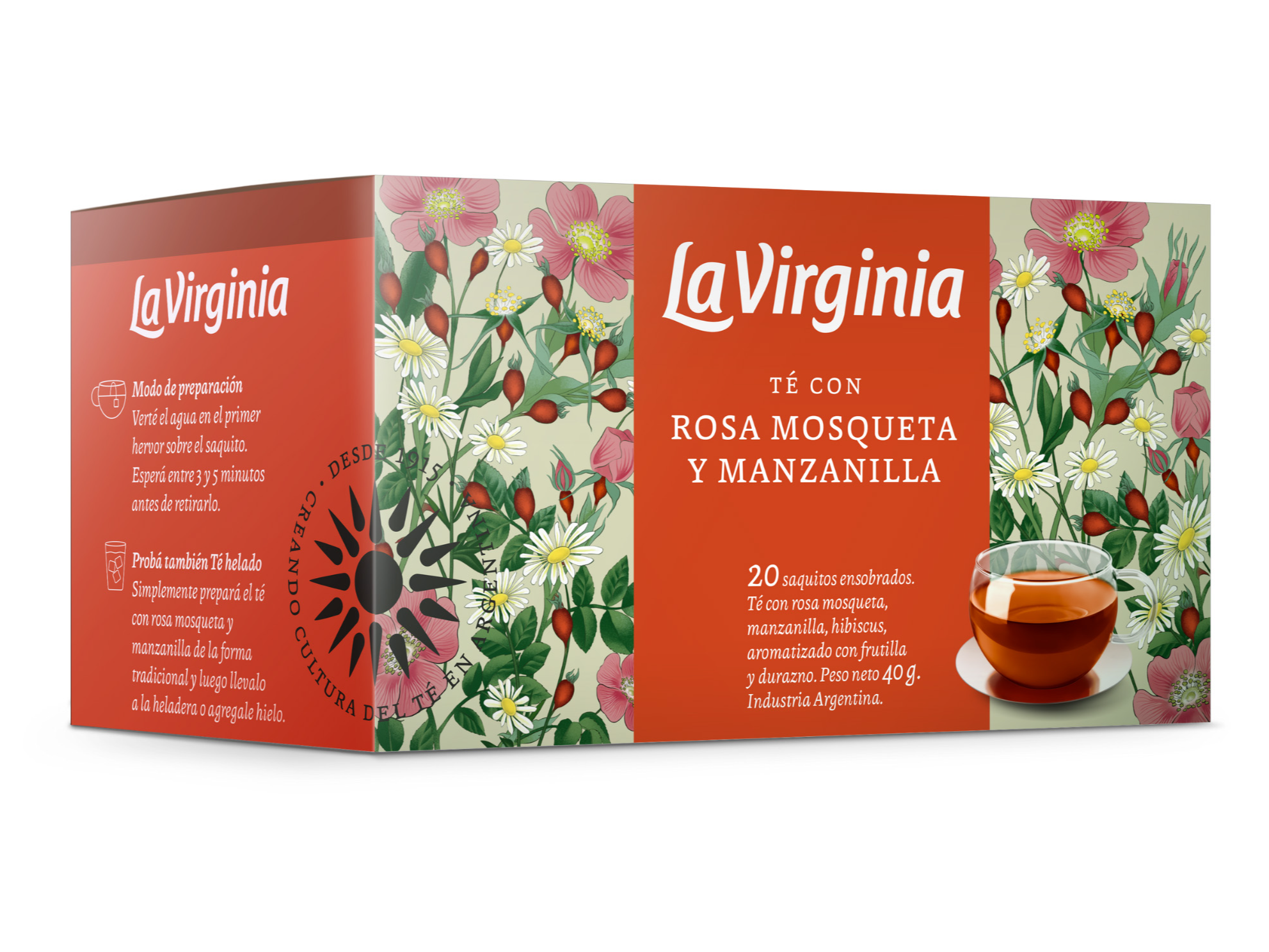 Te ROSA MOSQUETA y MANZANILLA La Virginia x 20 saquitos