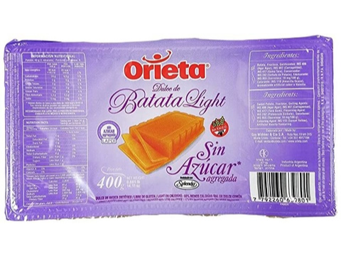 Dulce de Batata ORIETA Sin Azucar x 400g