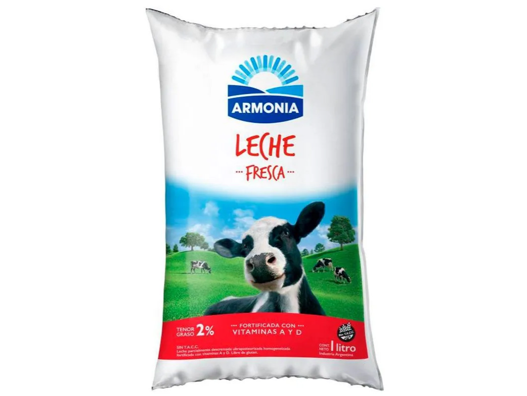 Leche Fresca Entera 2% Sachet 1L (La Armonía)