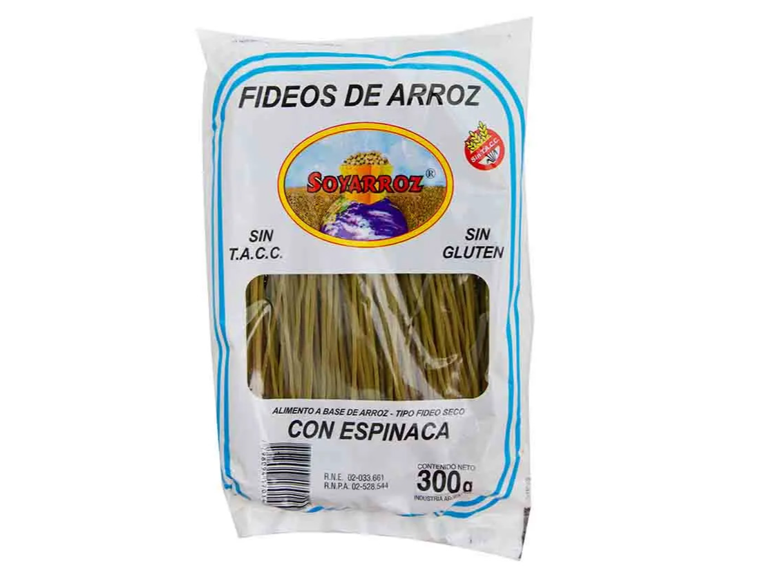 Fideos de Arroz Espinaca x 300g Soyarroz