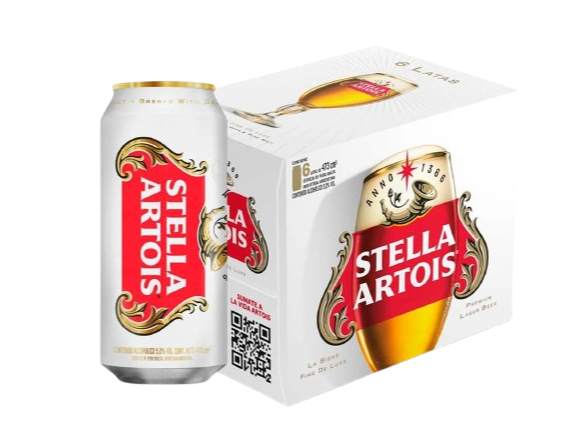 Six pack cerveza Stella Artois lata x 473 cc