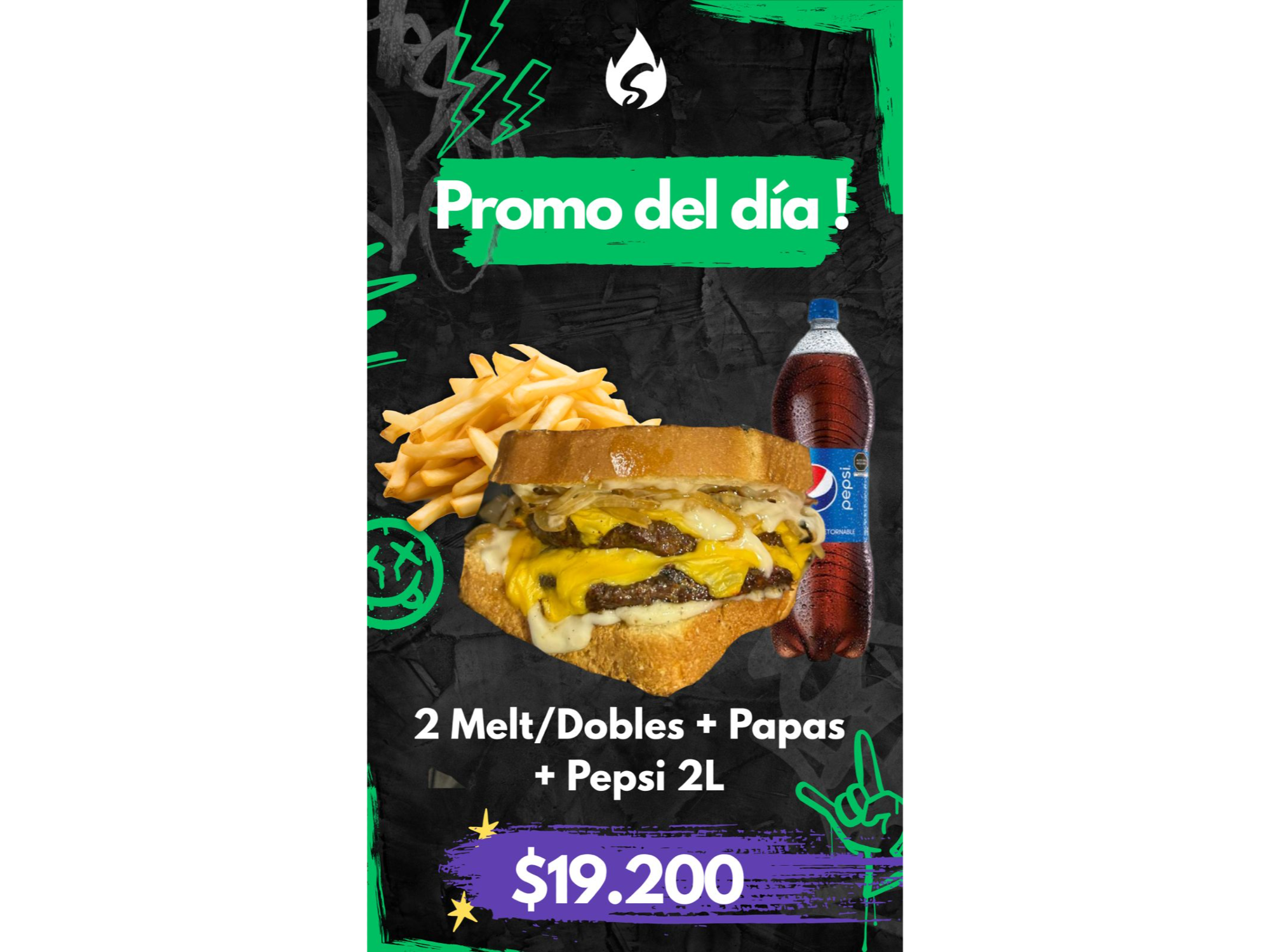 2 Melts + Pepsi 2L + Papas