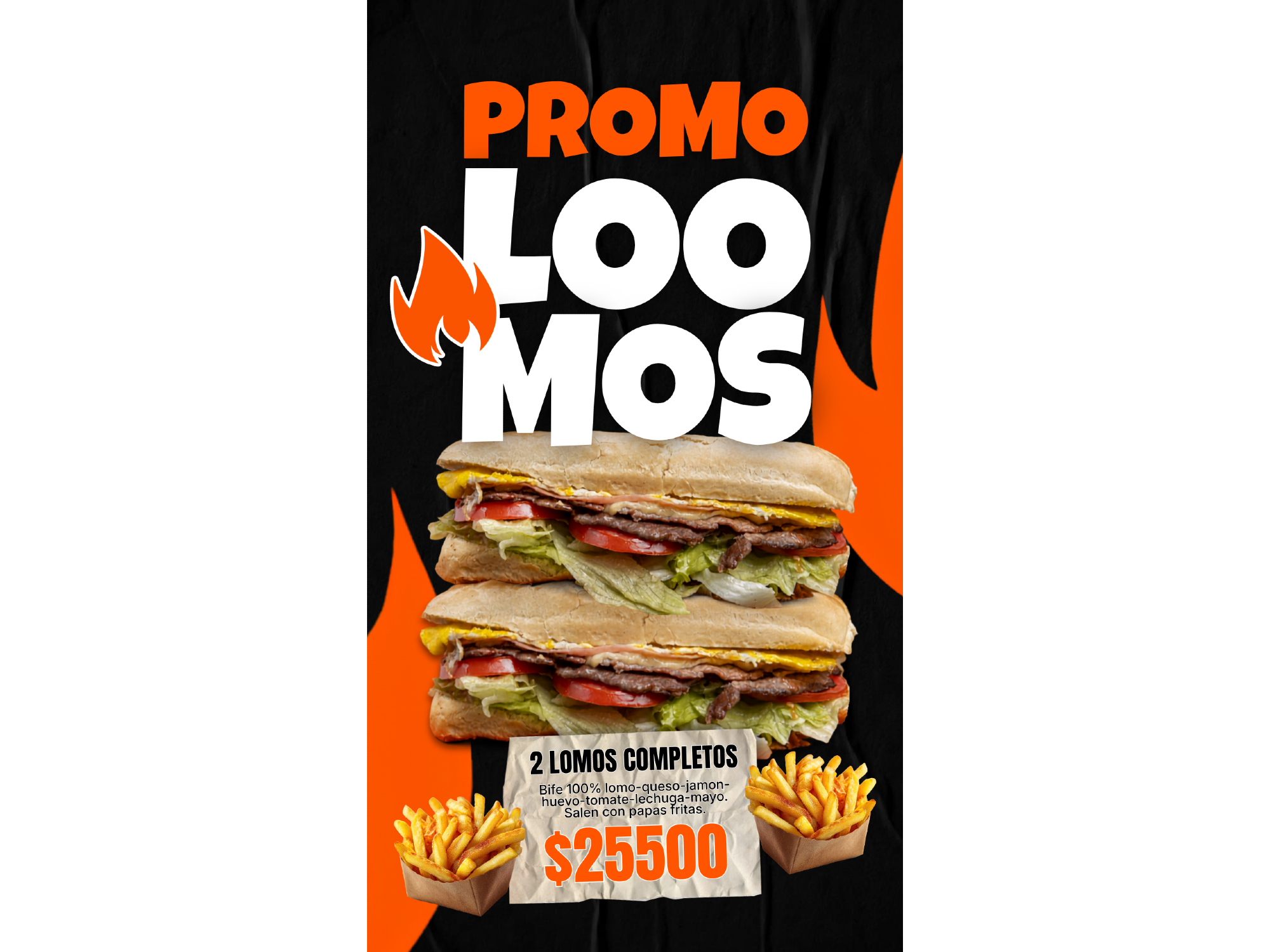 2 Lomos Completos + Papas