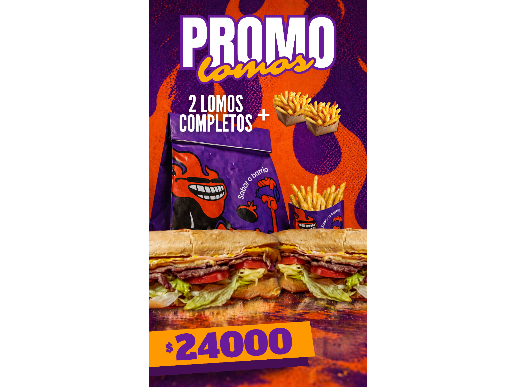 2 LOMOS COMPLETOS + PAPAS