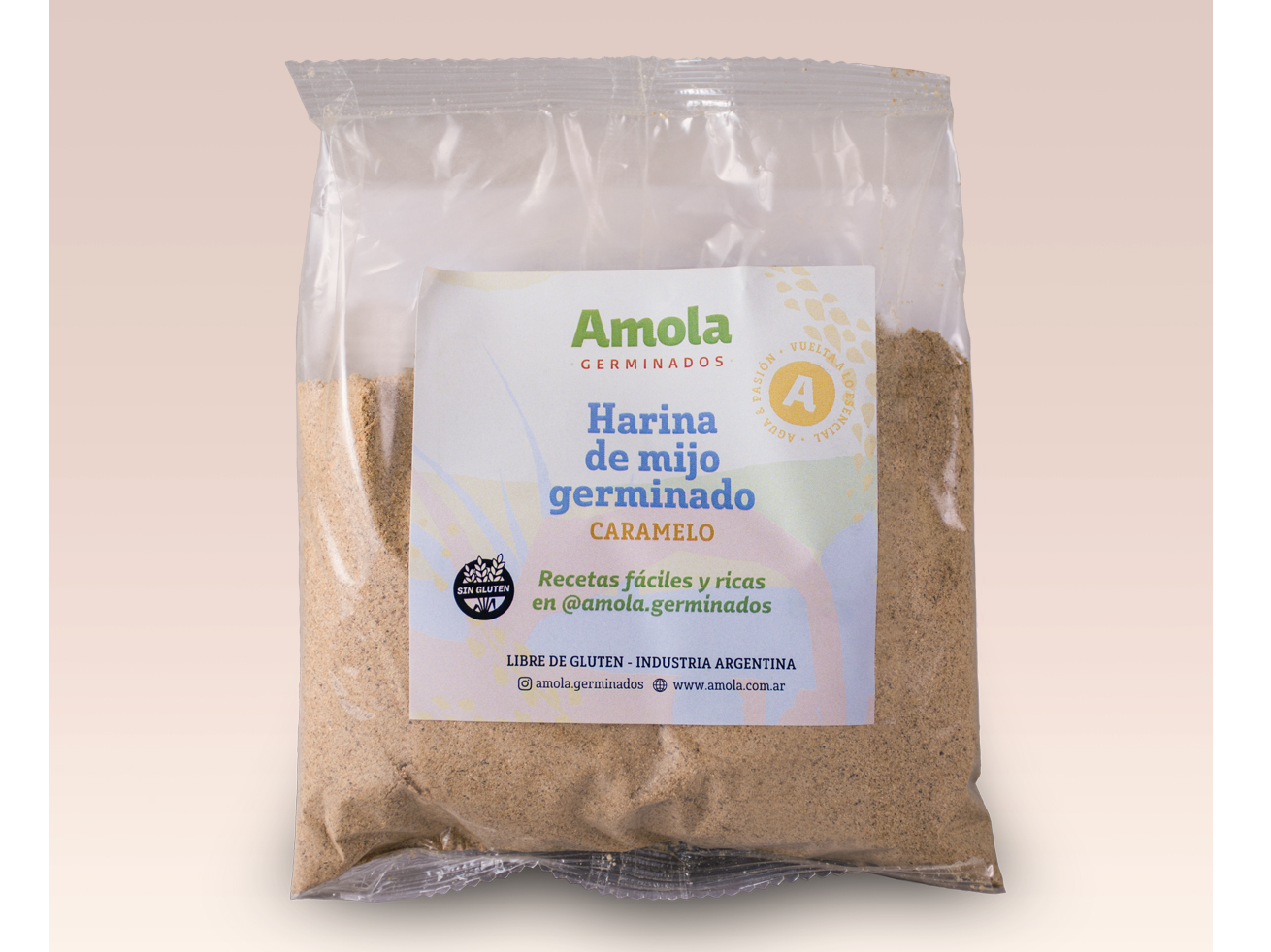 Harina de Mijo germinado caramelo - AMOLA - 250 Gr