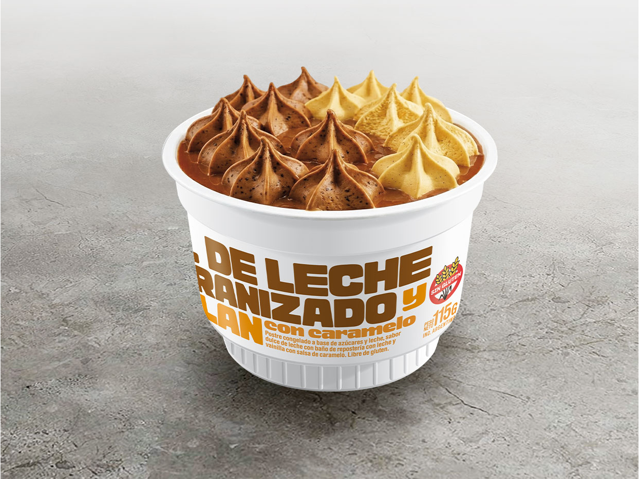 Copa stop: Flan y dulce de leche granizado