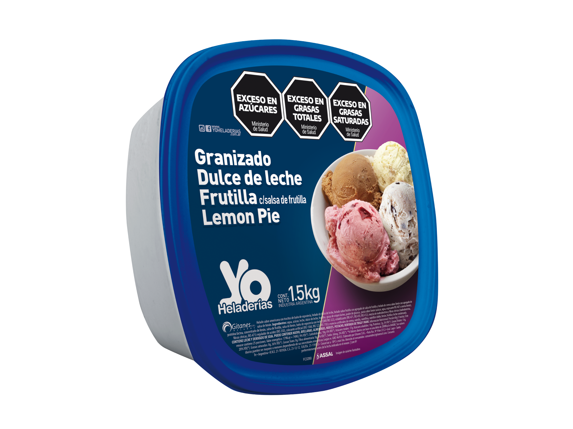 Pote 1.5 kg (granizado, ddl, frutilla, Lemon pie)