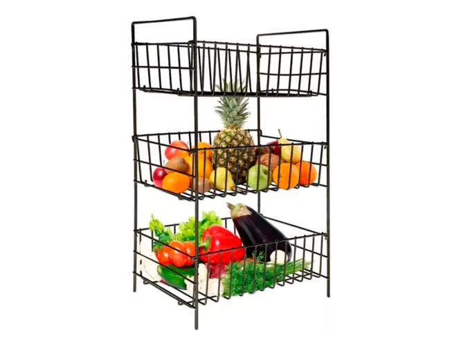 ORGANIZADOR DE FRUTAS Y VERDURAS DE ALAMBRE TRES ESTANTES