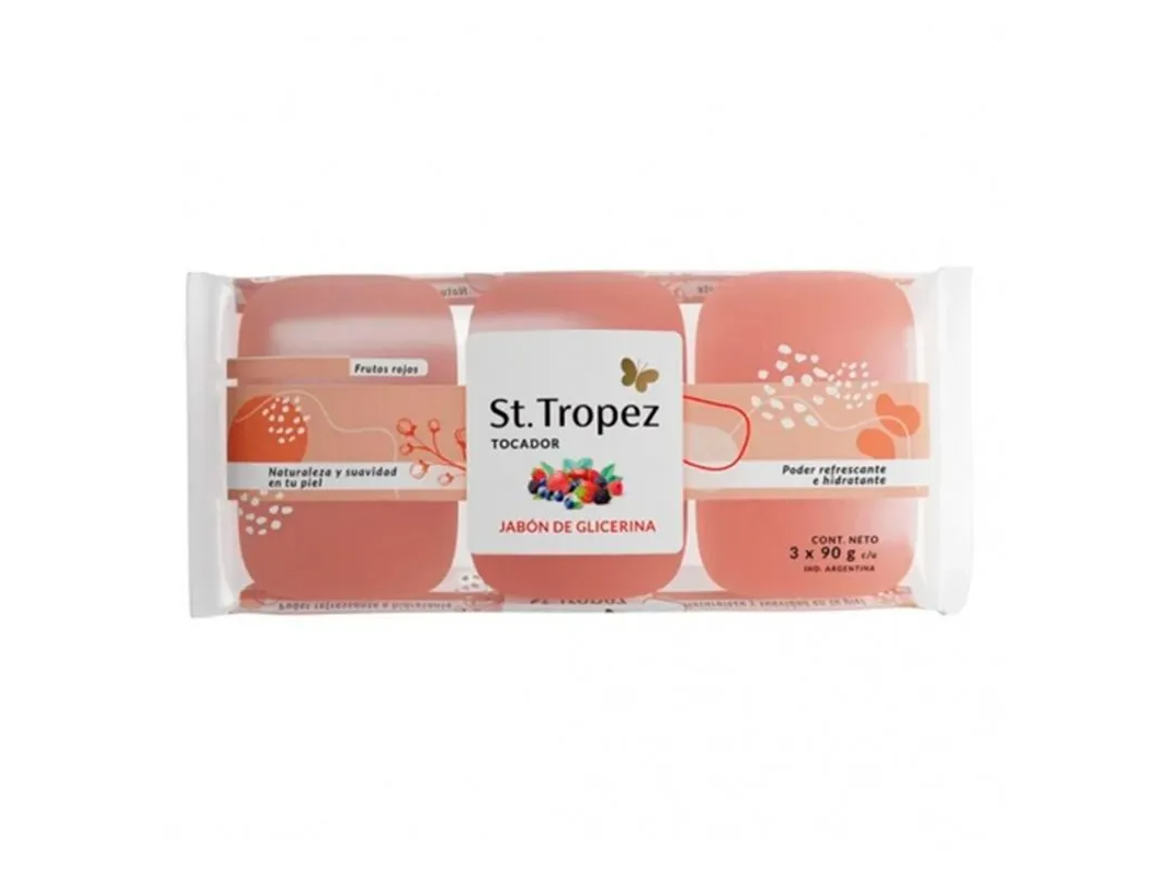 JABON TOCADOR GLICERINA FRUTOS ROJOS (3 X 90GR)