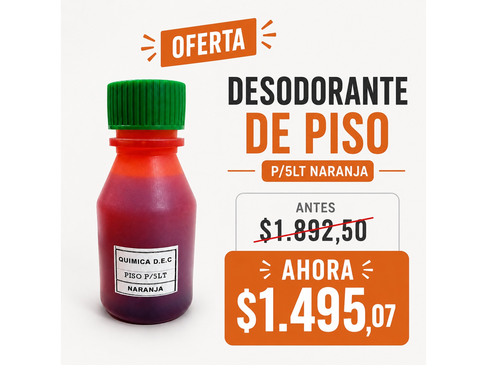 DESODORANTE DE PISO PARA 5LT NARANJA