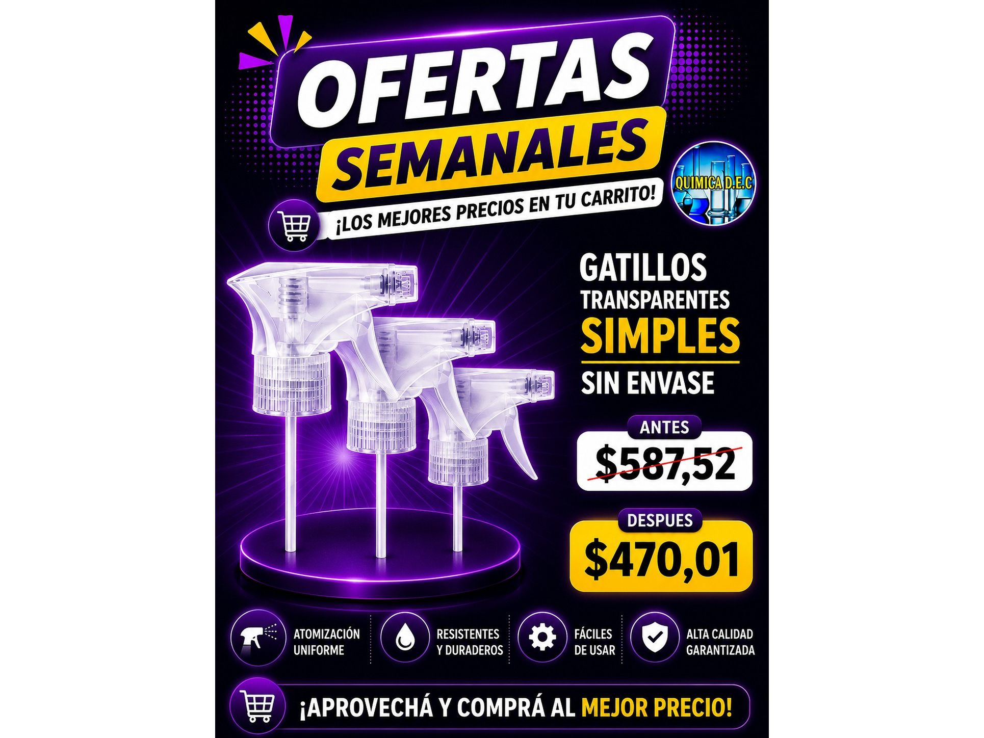 GATILLOS TRANSPARARENTES SIMPLES SIN ENVASE
