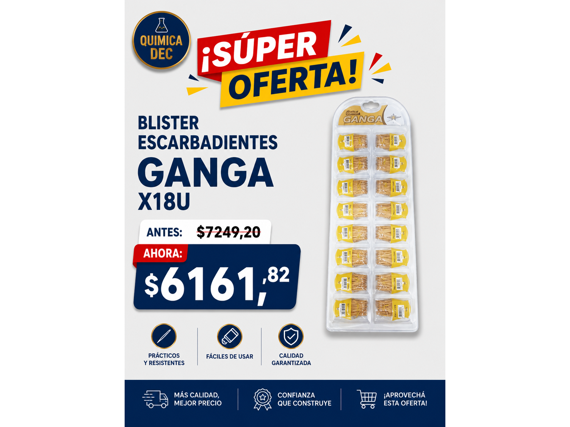 BLISTER ESCARBADIENTES GANGA X18U