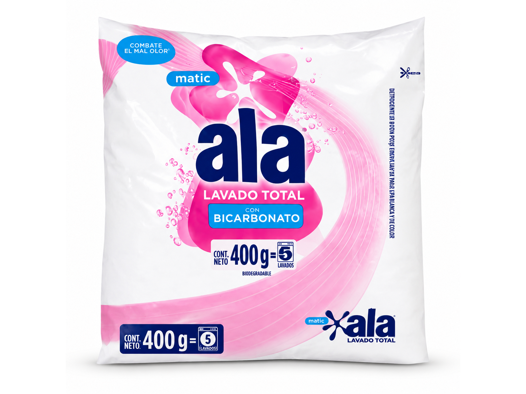 JABON POLVO ALA MATIC X 400GR (LAVADO TOTAL BICARBONATO) ROSA