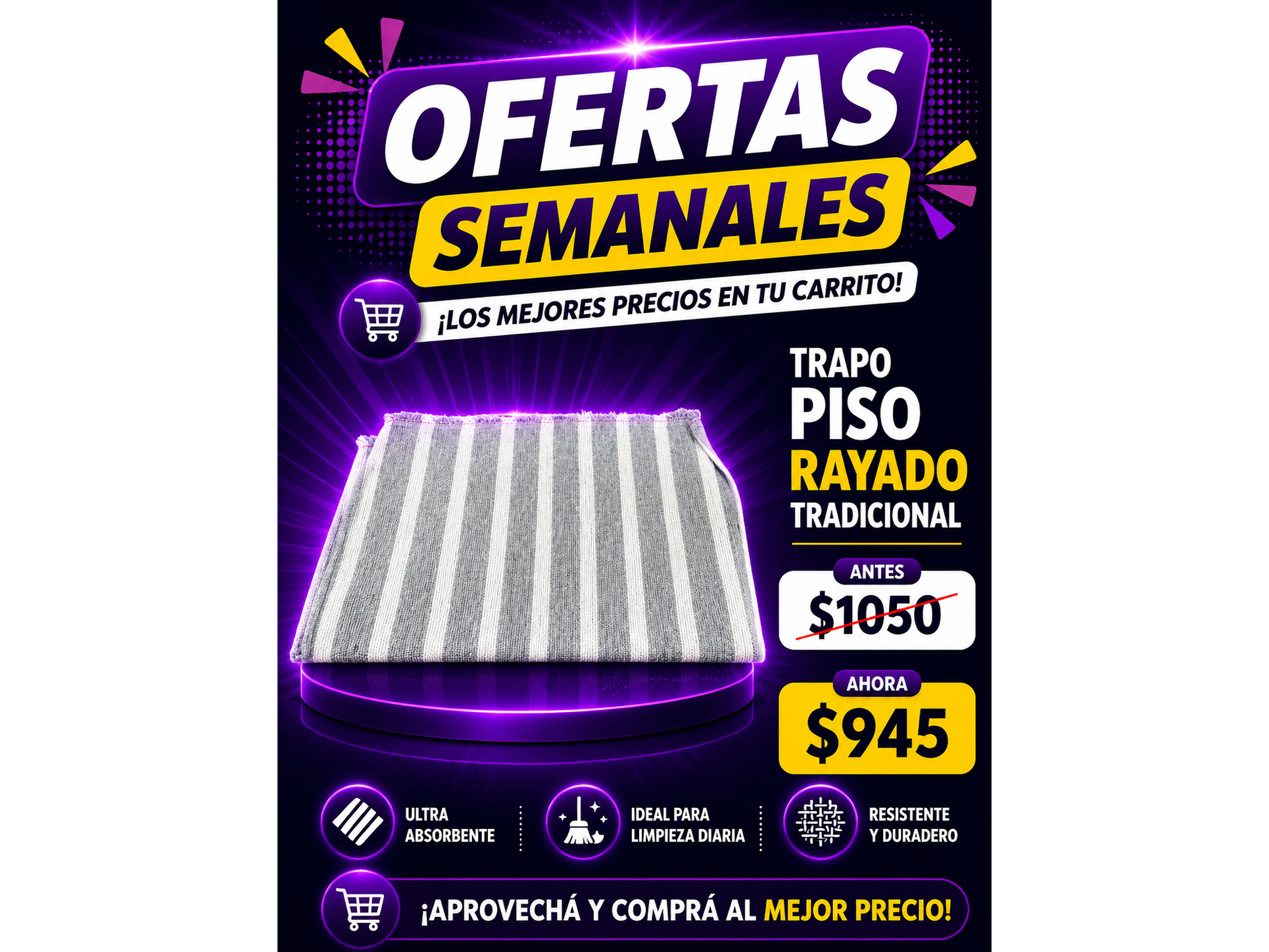 TRAPO PISO RAYADO TRADICIONAL