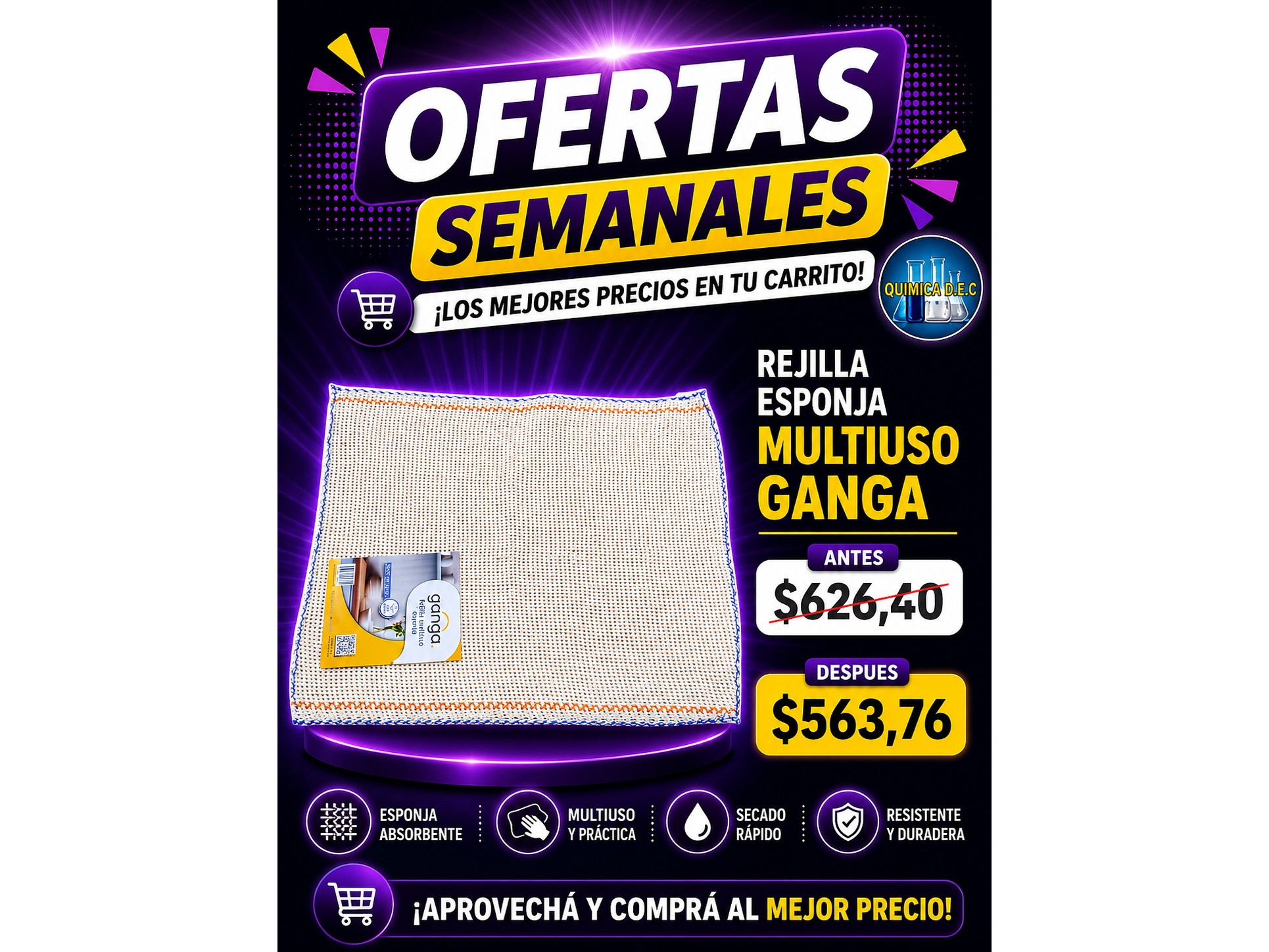 REJILLA ESPONJA MULTIUSO GANGA