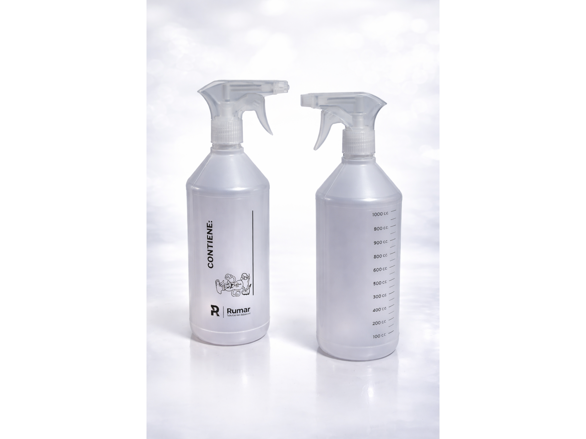 ENVASE PULVERIZADOR SIMPLE TRANSP X 1000cc C/ESCALA RUMAR