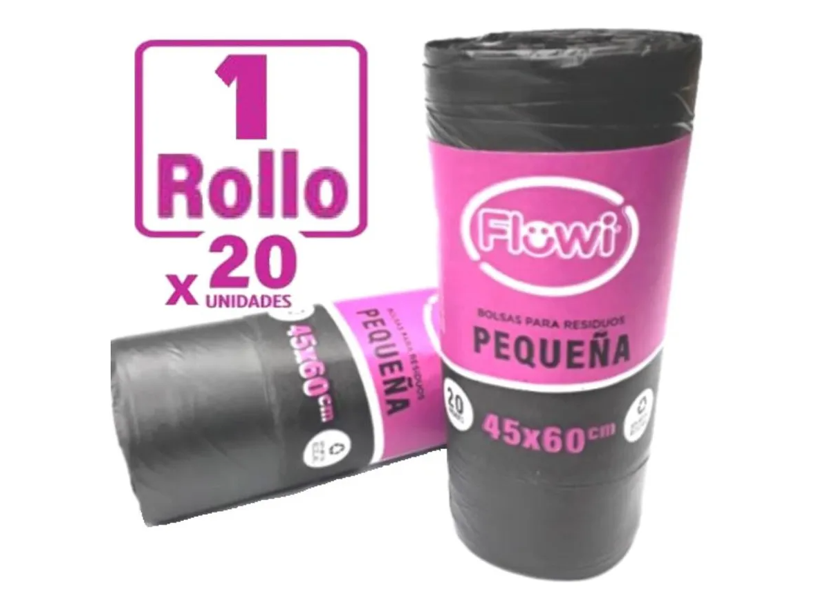 BOLSA DE RESIDUOS ROLLO PLEGADA 45 X 60 X 20U (FLOWI)