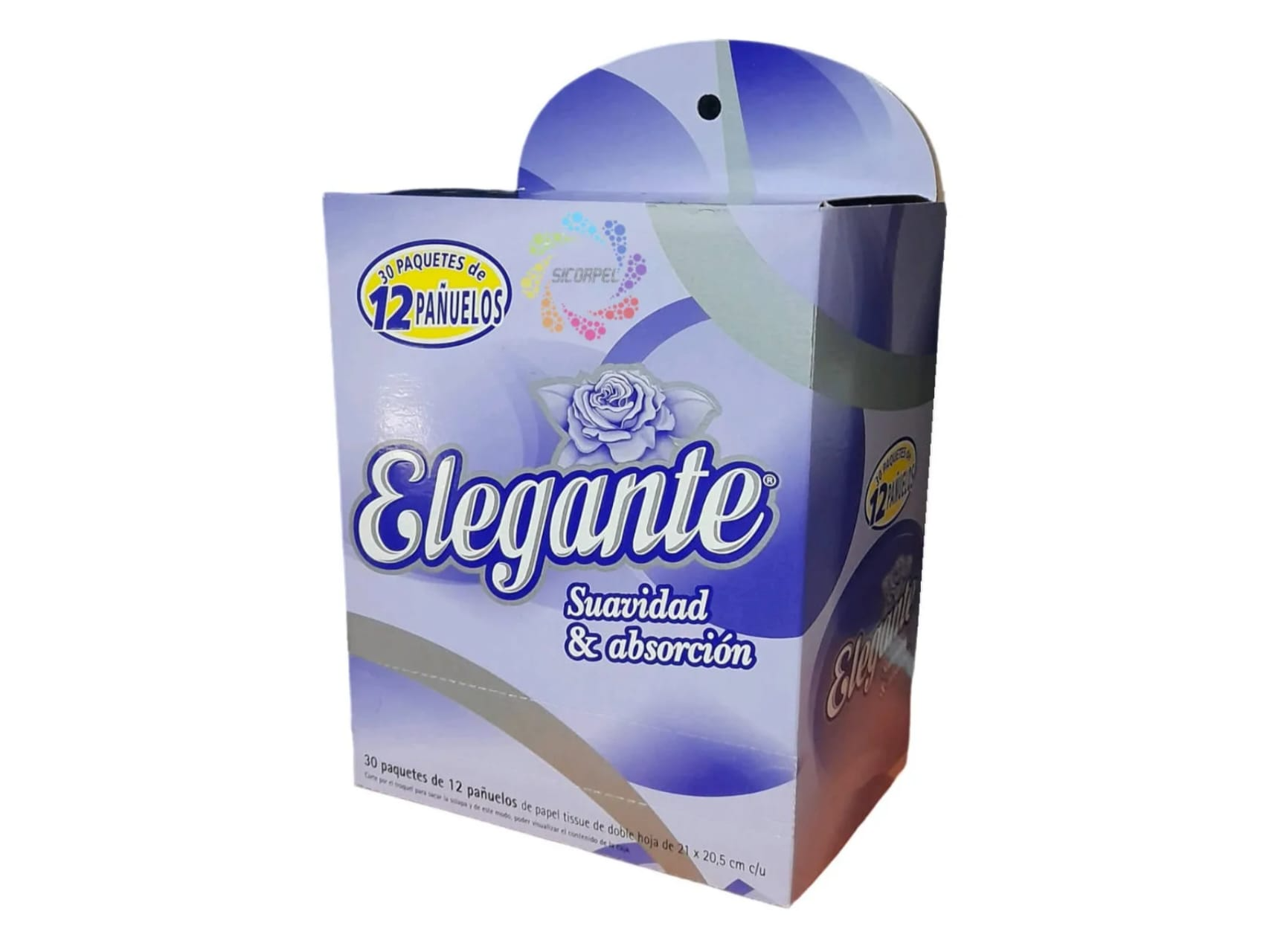 PAÑUELO DESCARTABLE (ELEGANTE) BLISTER EXIBIDOR C/ 30U CON 12 PAÑUELOS