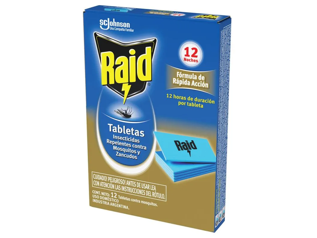 INSECTICIDA RAID TABLETAS CAJA X 12U