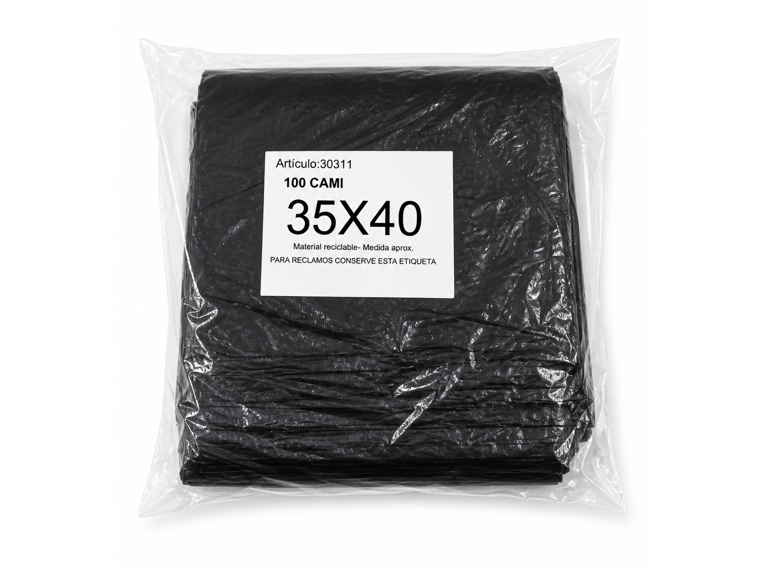 BOLSA CAMISETA 35X40 NEGRA REFORZADA X100U