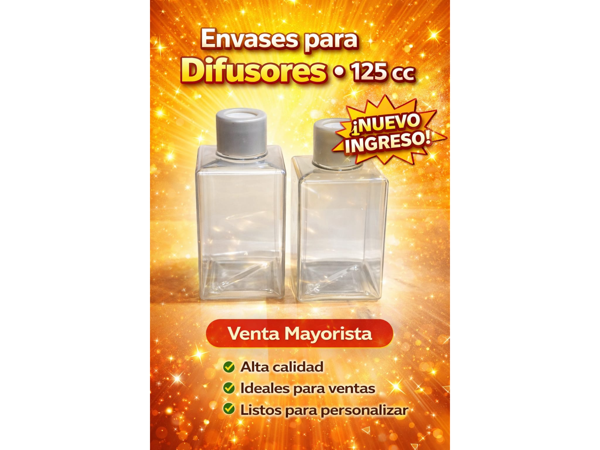 ENVASES P/DIFUSORES CUADRADO C/TAPA ALUMINIO 125CC