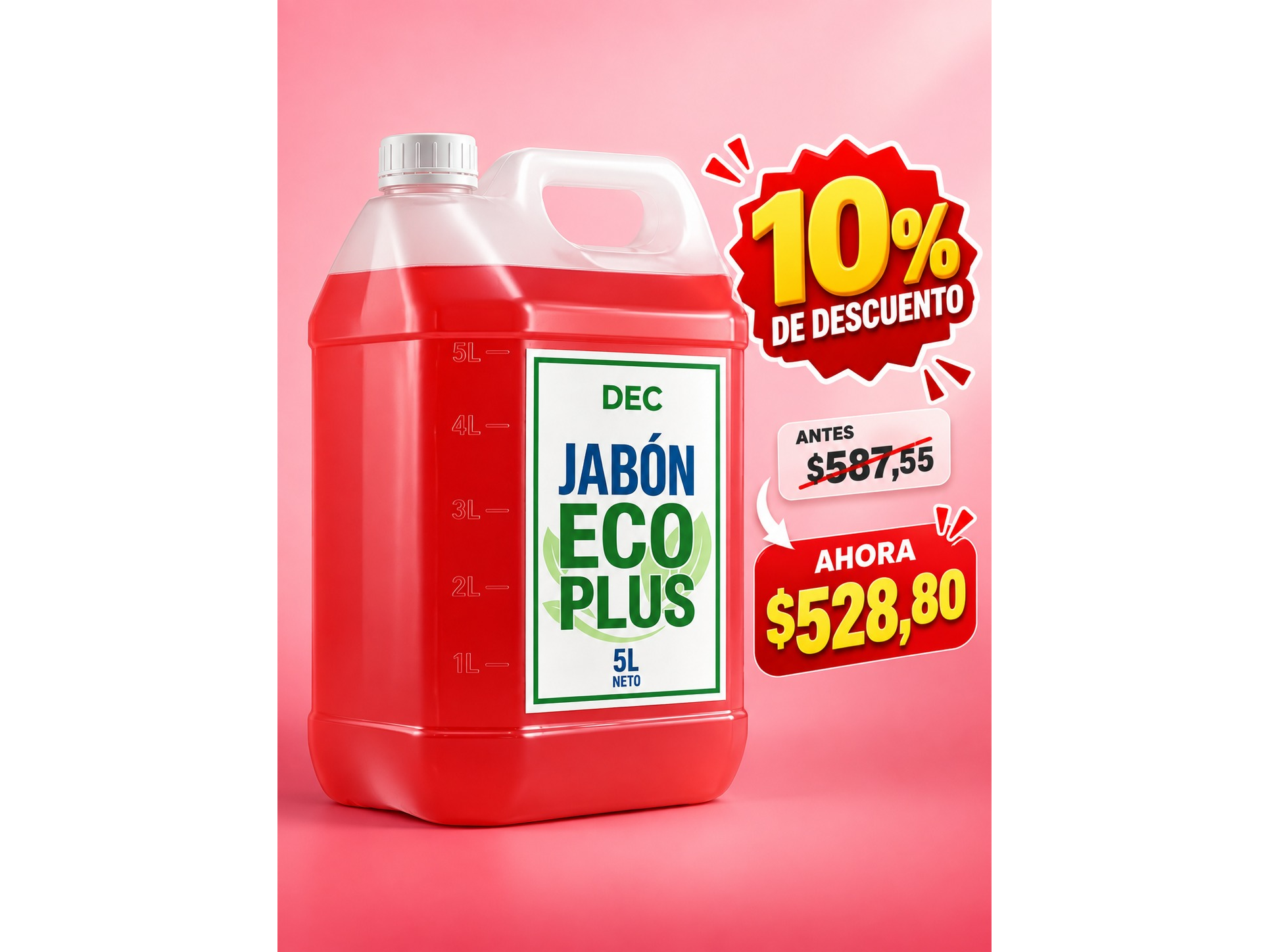 JABON LIQUIDO "ECO PLUS" ROJO X 1L (PRECIO POR LITRO)