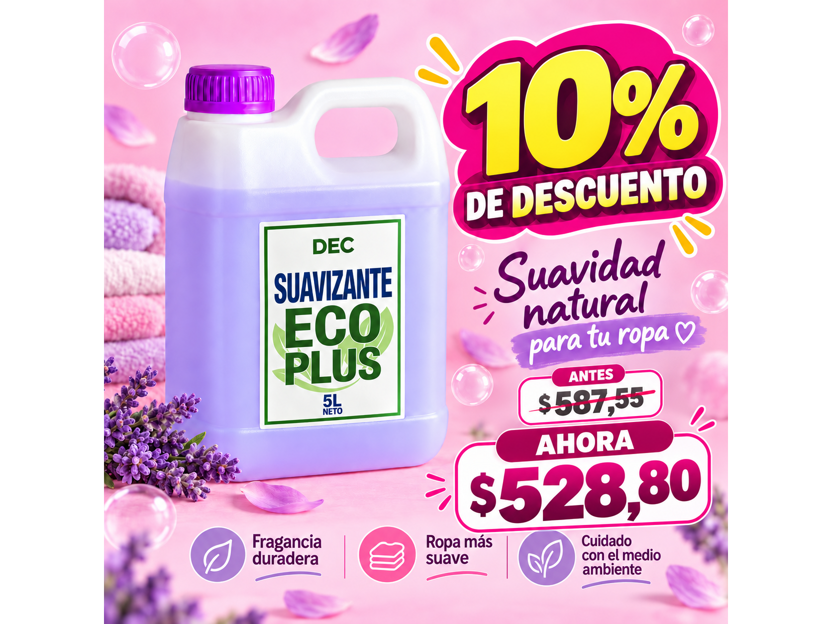 SUAVIZANTE "ECO PLUS" LILA X 1L  (PRECIO POR LITRO)
