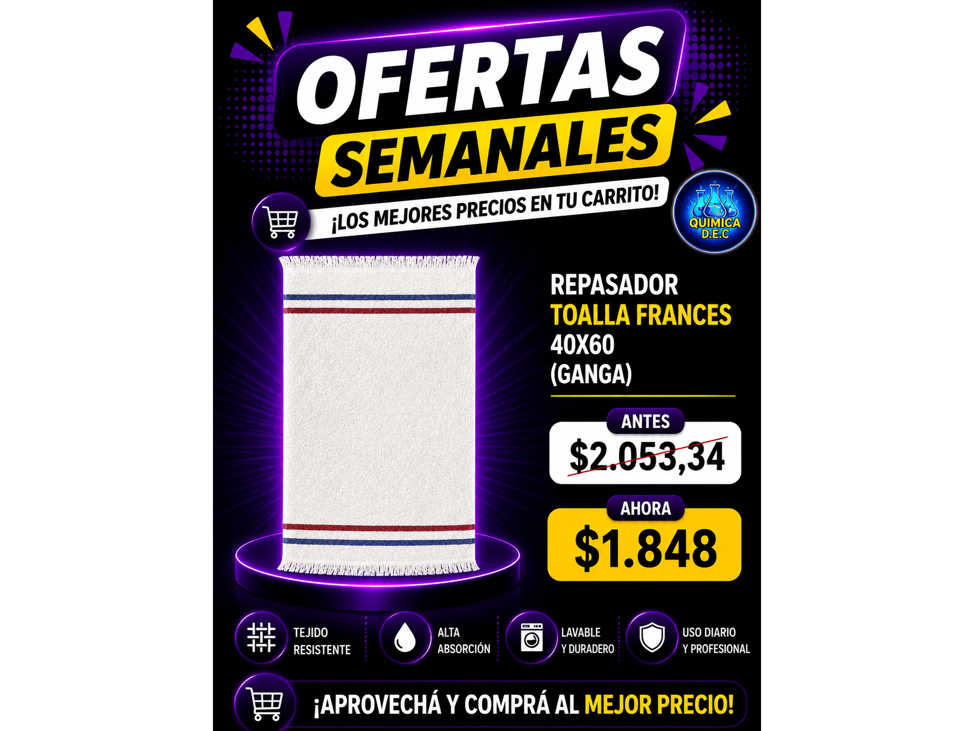 REPASADOR TOALLA FRANCES 40X60 (GANGA)