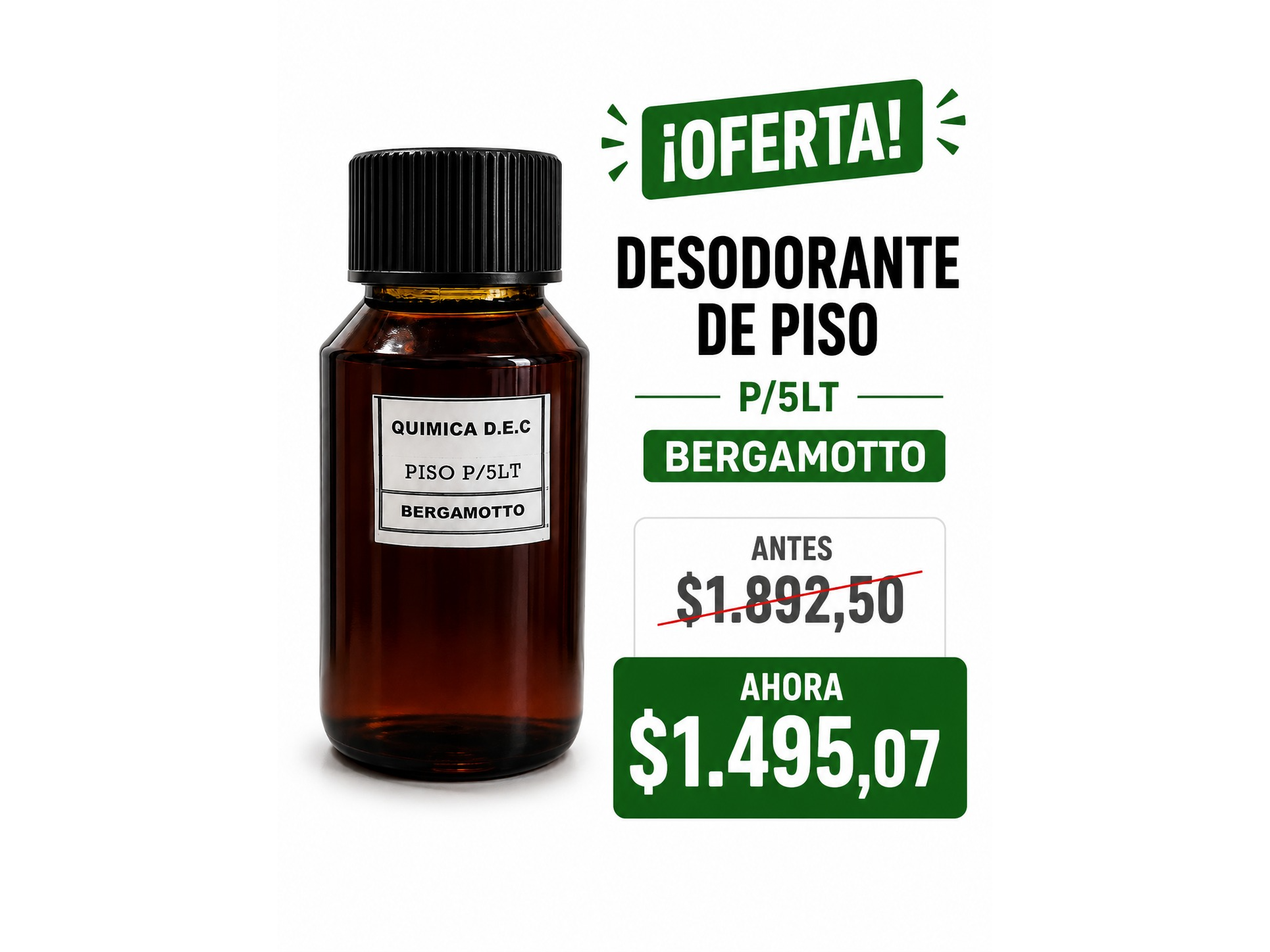 DESODORANTE DE PISO PARA 5LT BERGAMOTTO