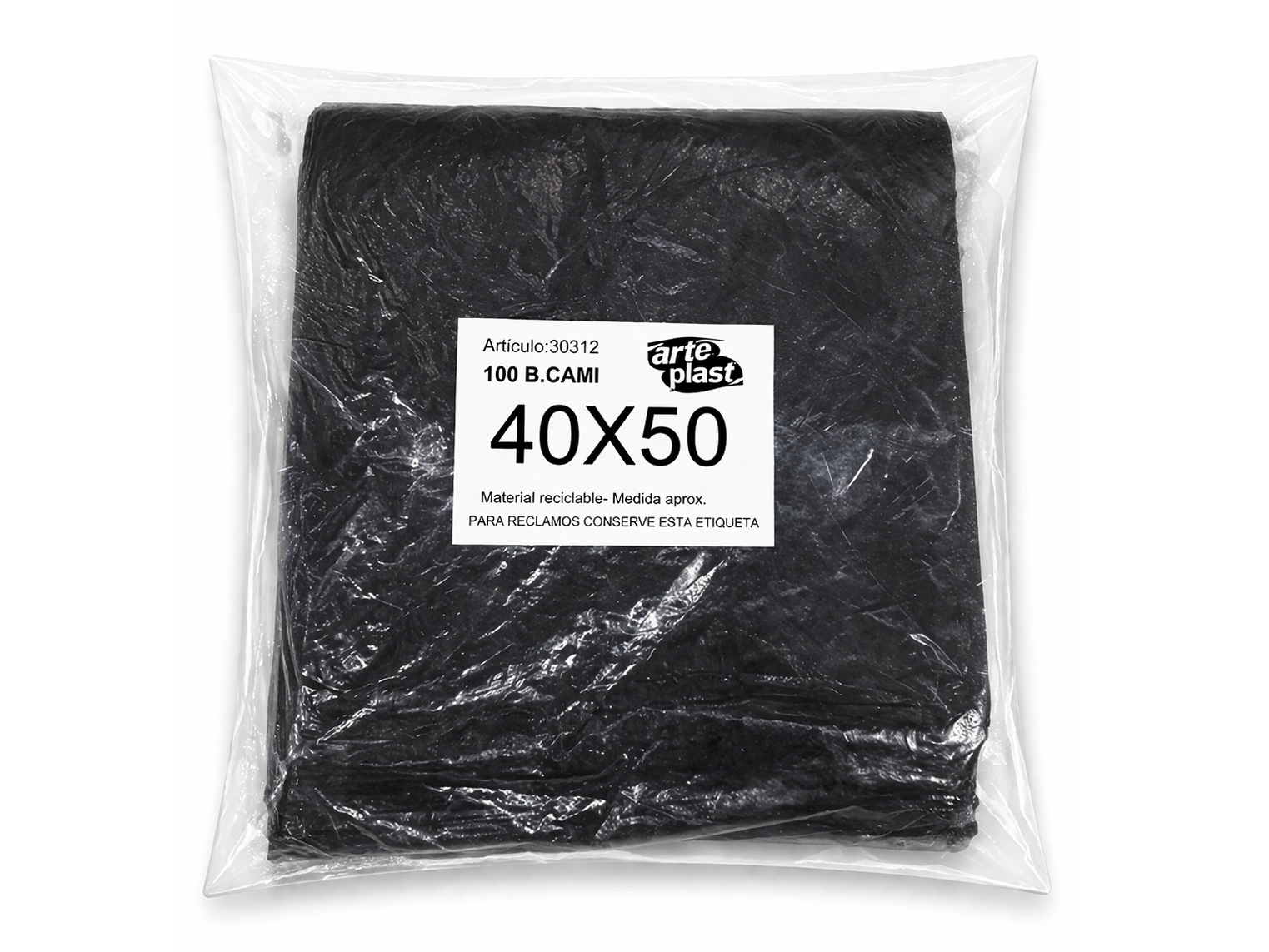 BOLSA CAMISETA 40X50 NEGRA REFORZADA X100U