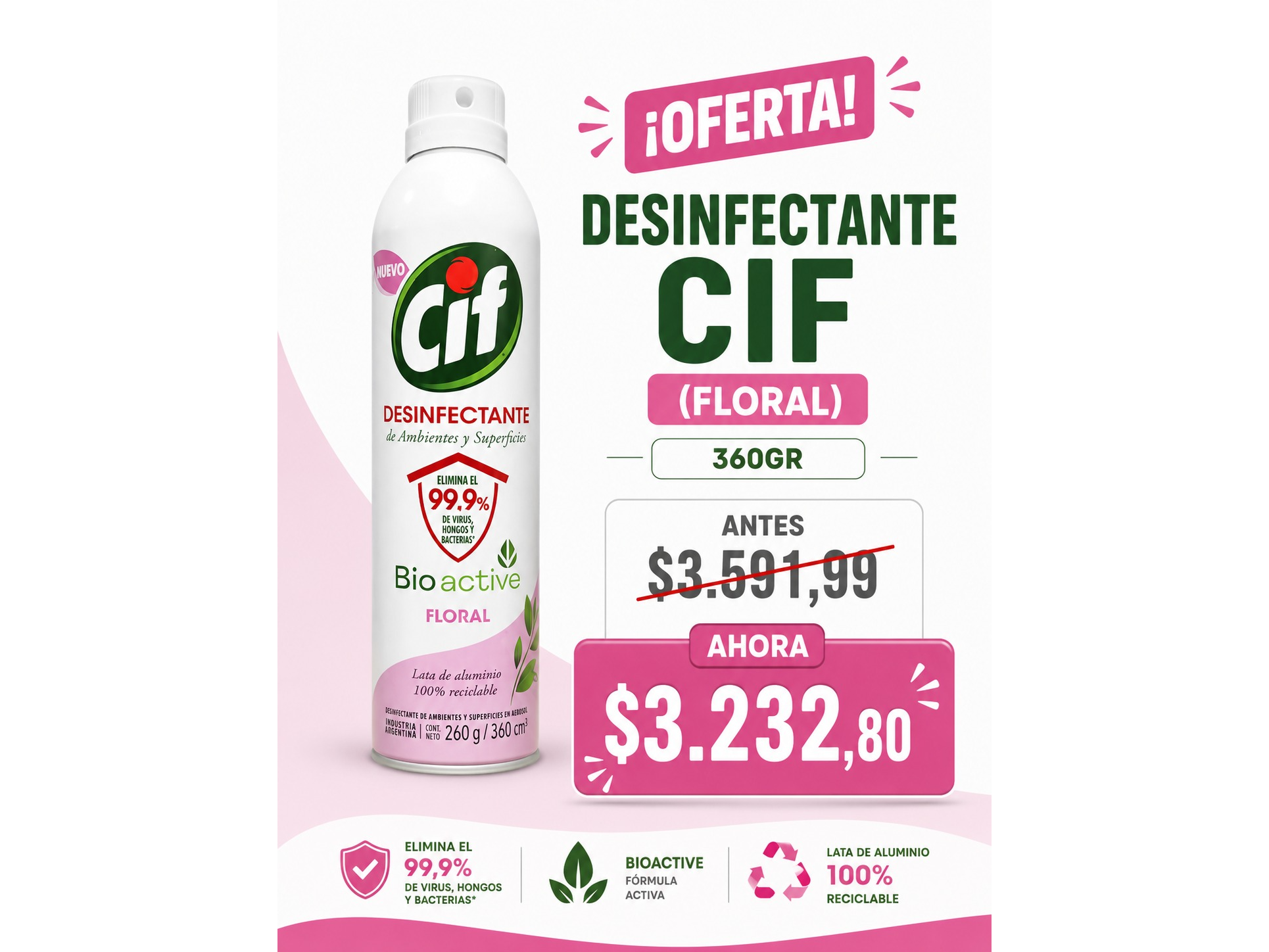 DESINFECTANTE CIF (FLORAL) 360GR