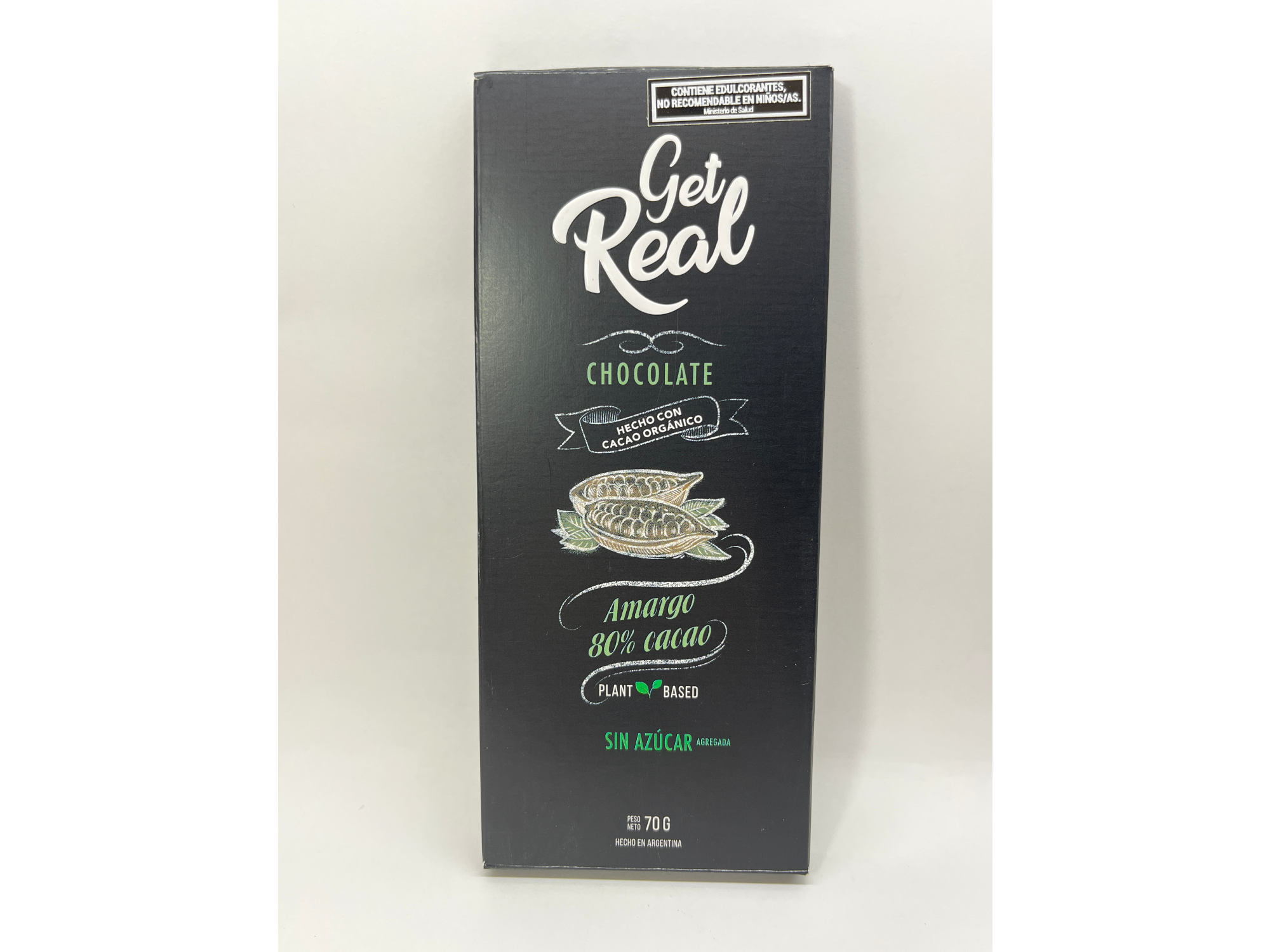 Get Real Orgánico 80% Cacao Sin Azúcar Agregada 70 gr