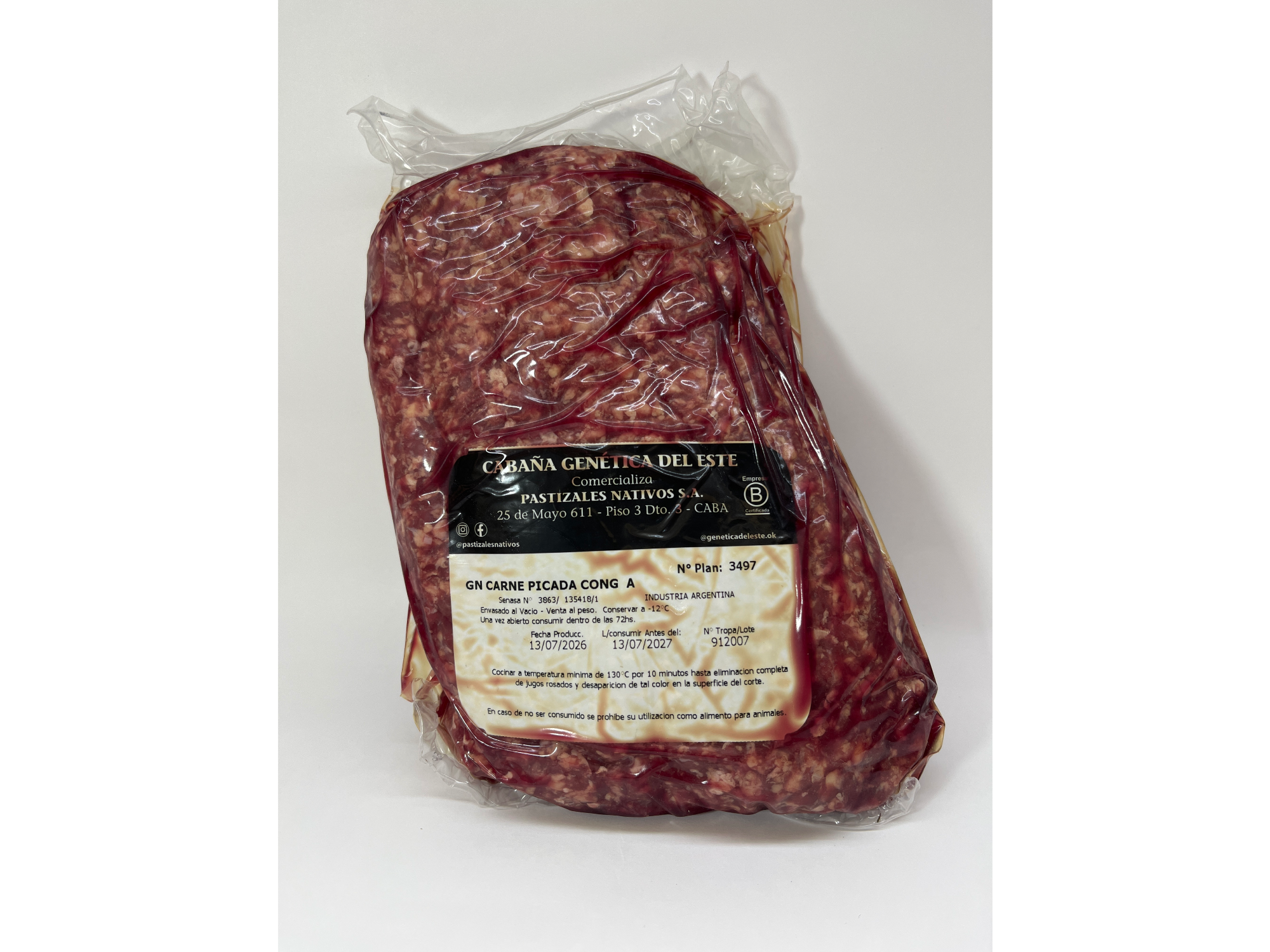 Carne Picada Orgánica de Pastizales Nativos 1 Kg