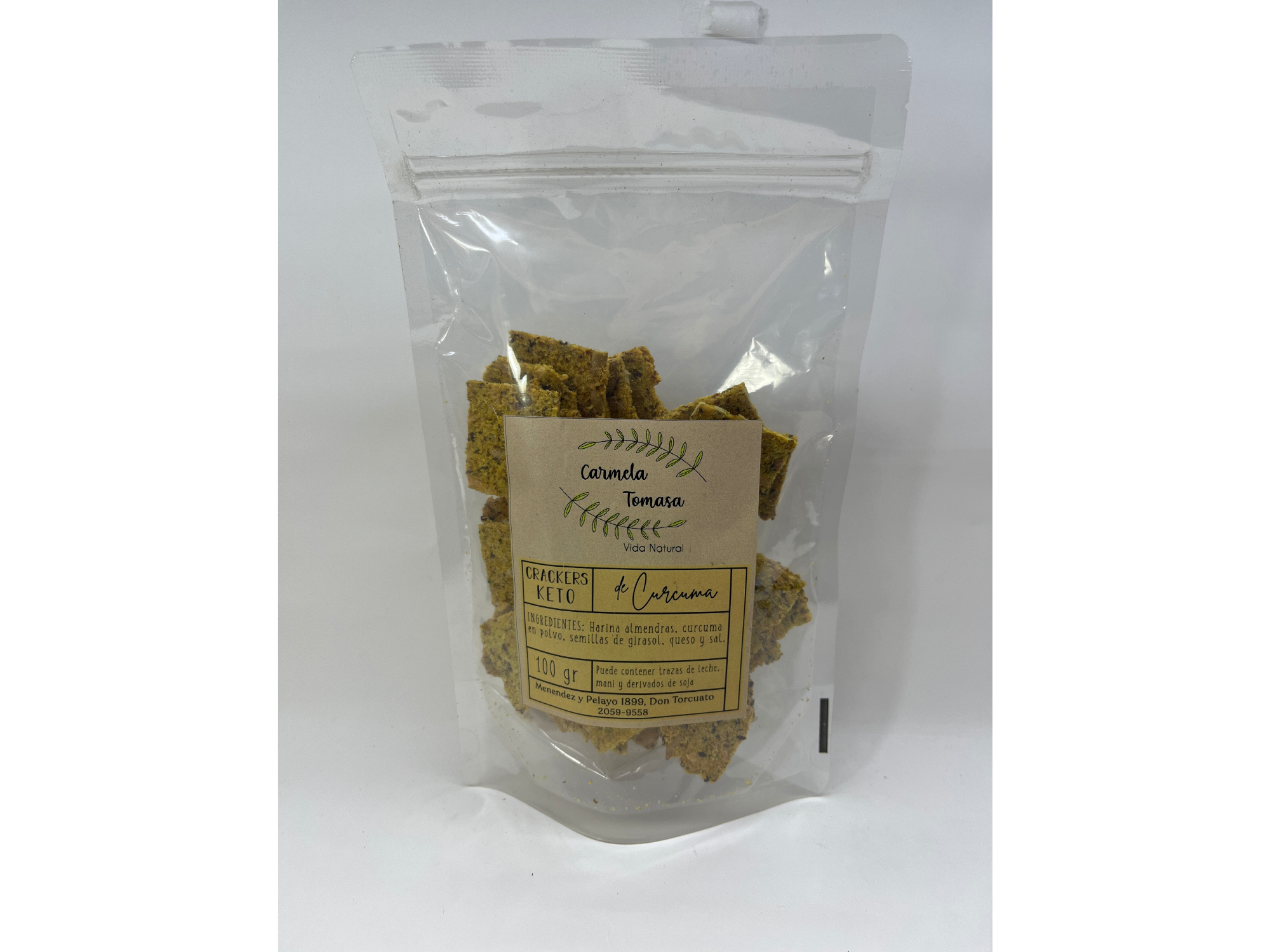 Carmela Tomasa Crackers Keto de Cúrcuma