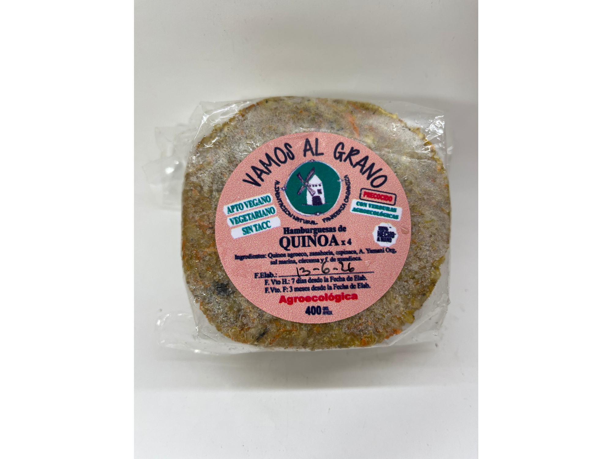 Hamburguesas Veganas Agro de Quinoa Vamos al Grano x 4