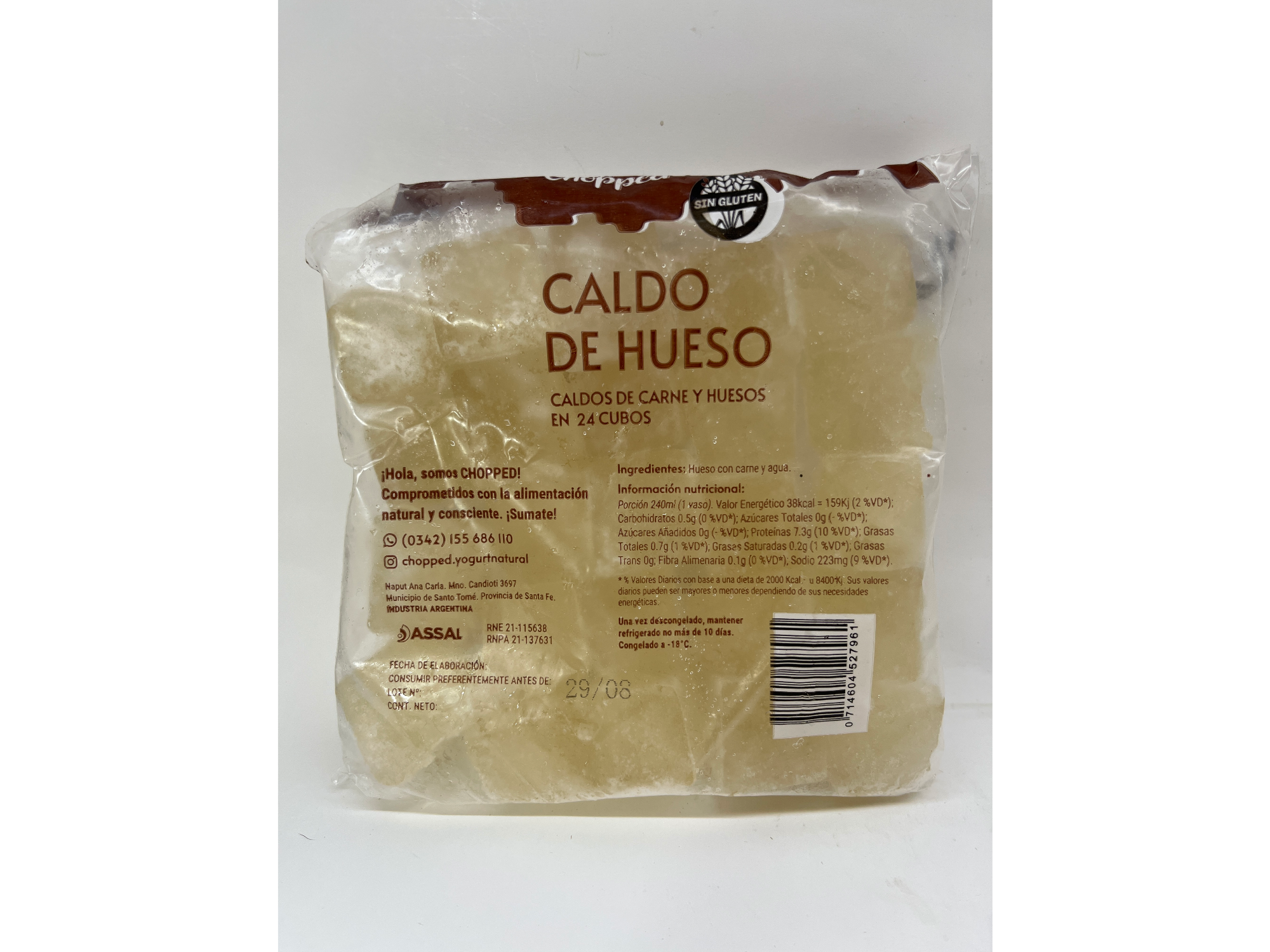 Caldo de Hueso y Carne Natural Chopped en 24 Cubos