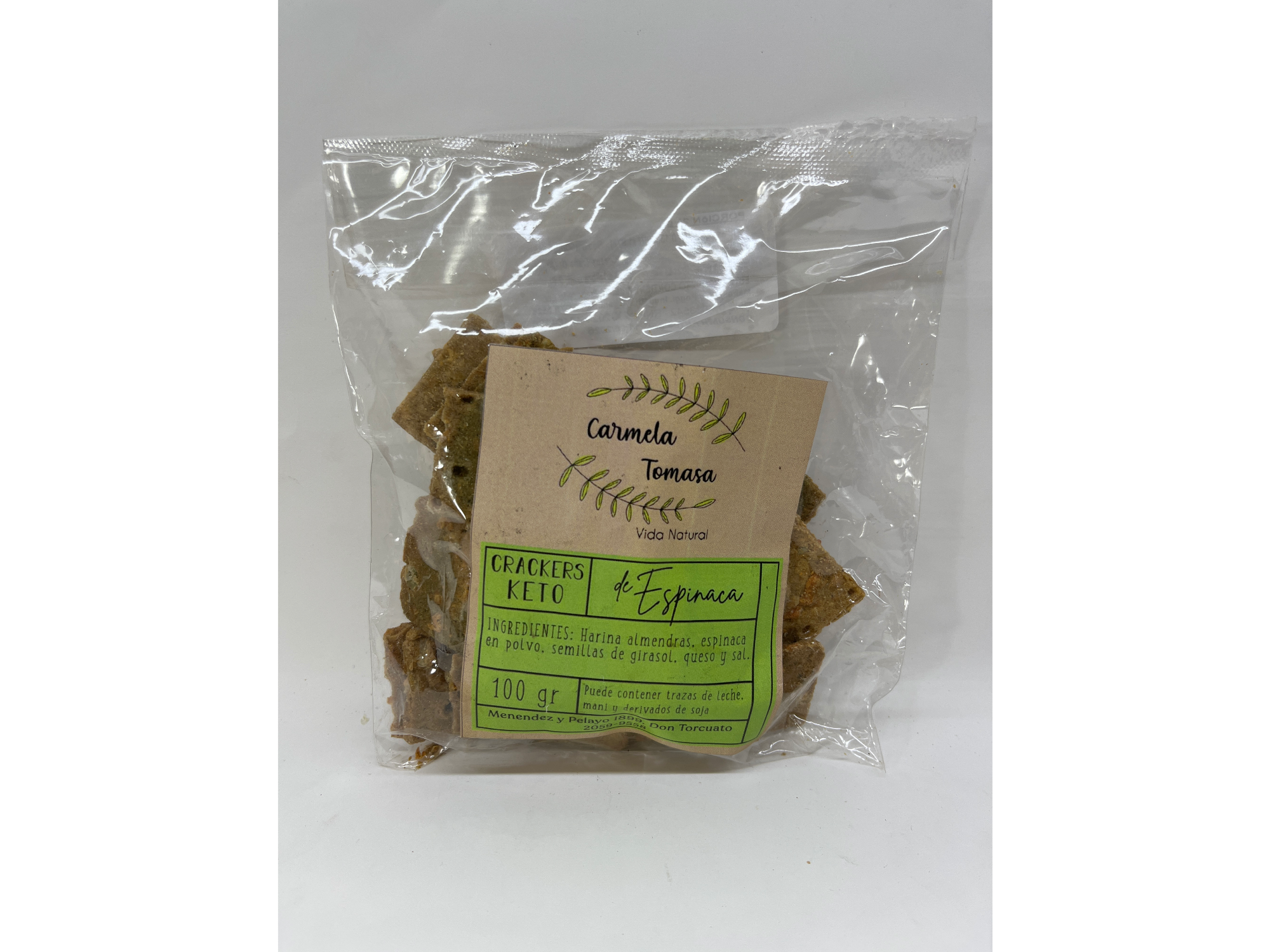 Carmela Tomasa Crackers Keto de Espinaca