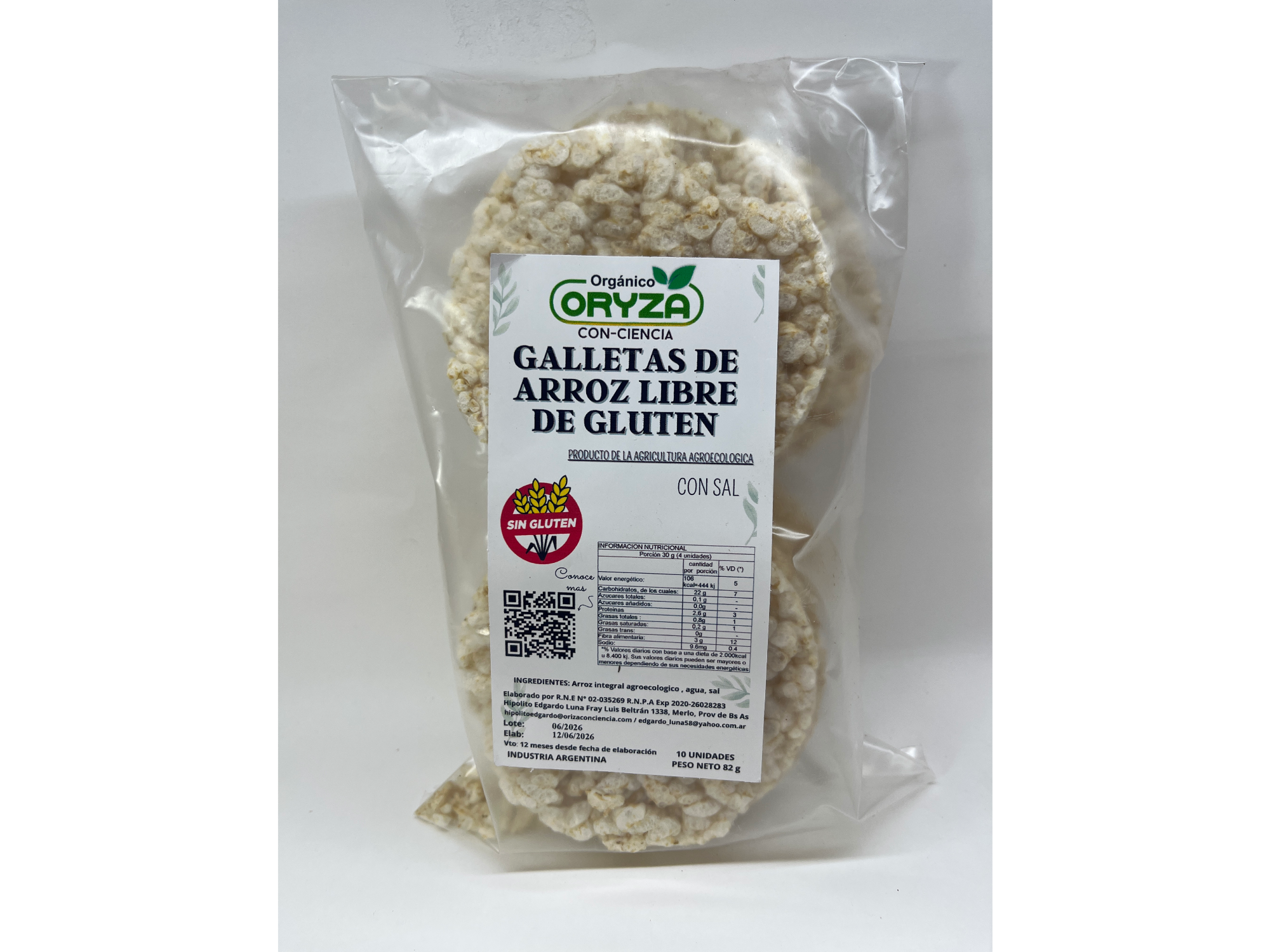 Oryza Galletas de Arroz Agroecológico Con Sal