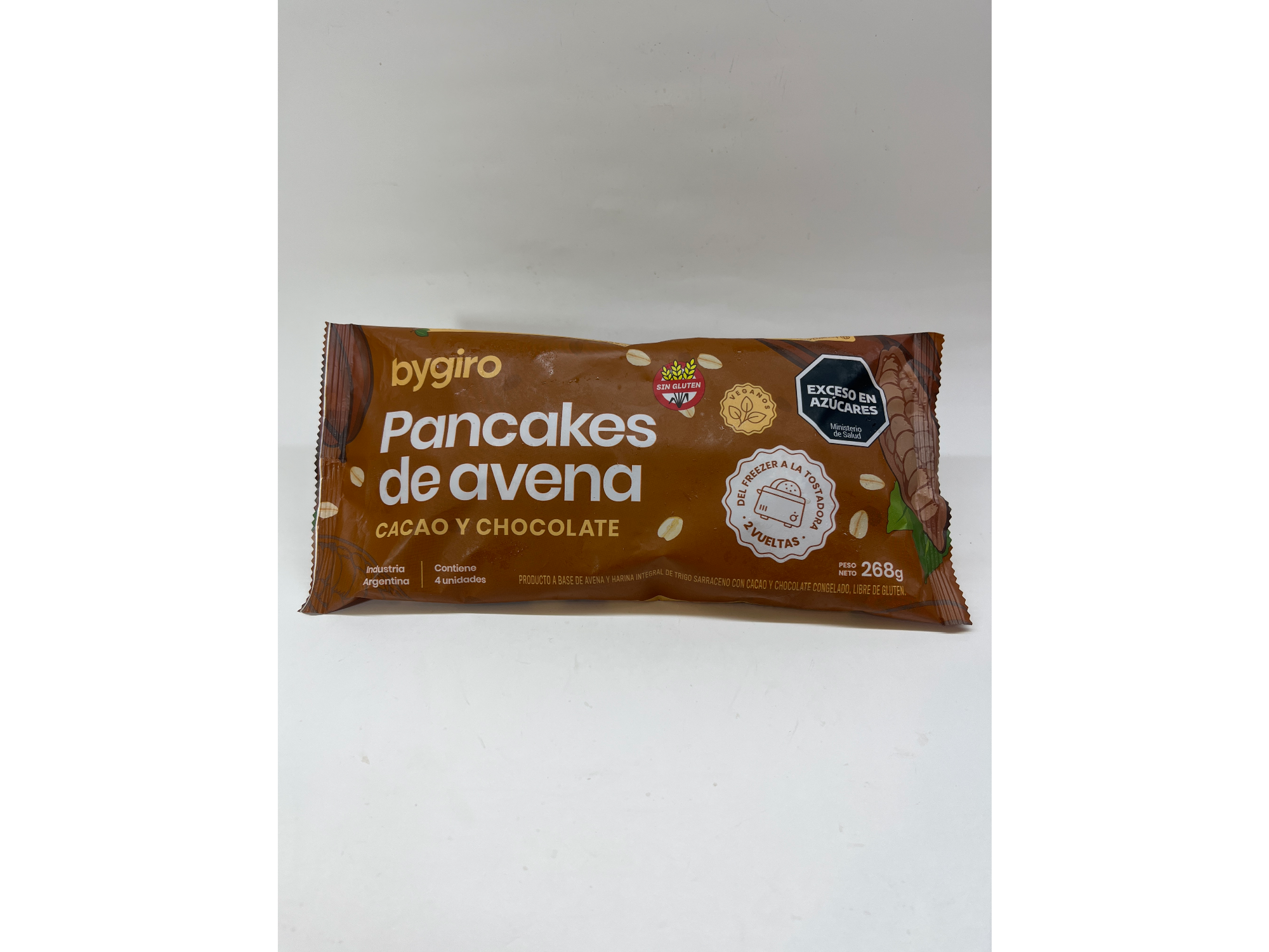 Pancakes de Avena Veganos Cacao y Chocolate Bygiro x 4